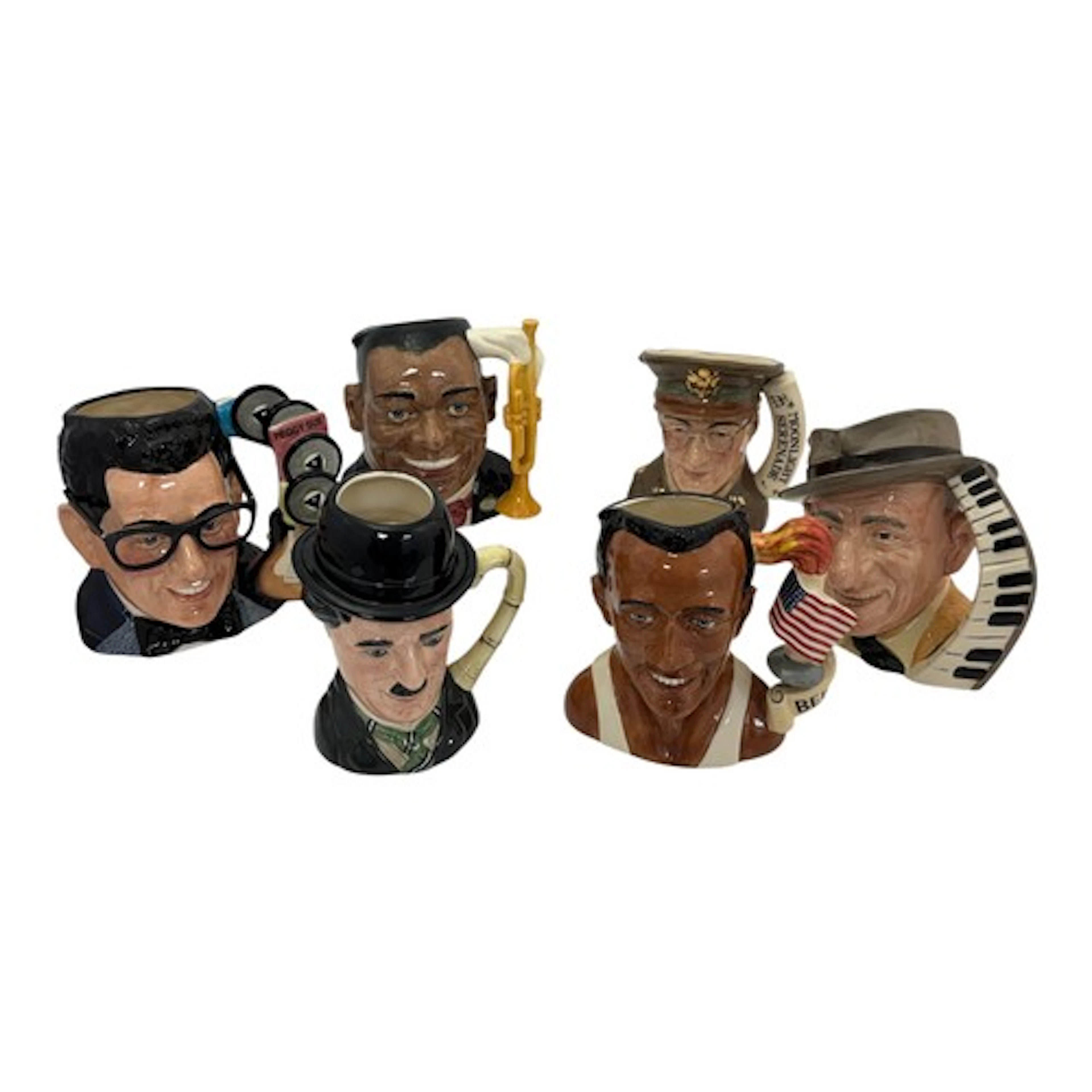 Royal Doulton - Set of Six Toby Jugs. Charlie Chaplin (with ...