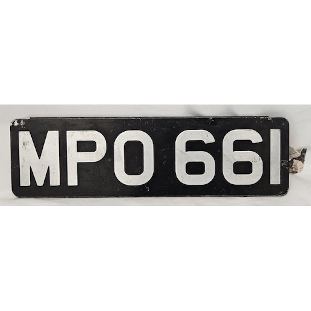 Vintage Metal Number Plated MP0661 black ground with raised ...