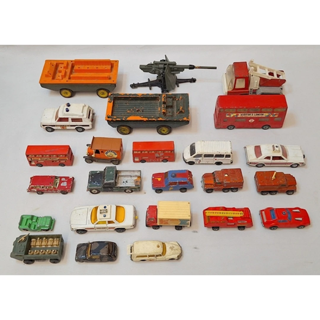 Playworn Die Cast Vehicles incl. K710 double decker bus adve...