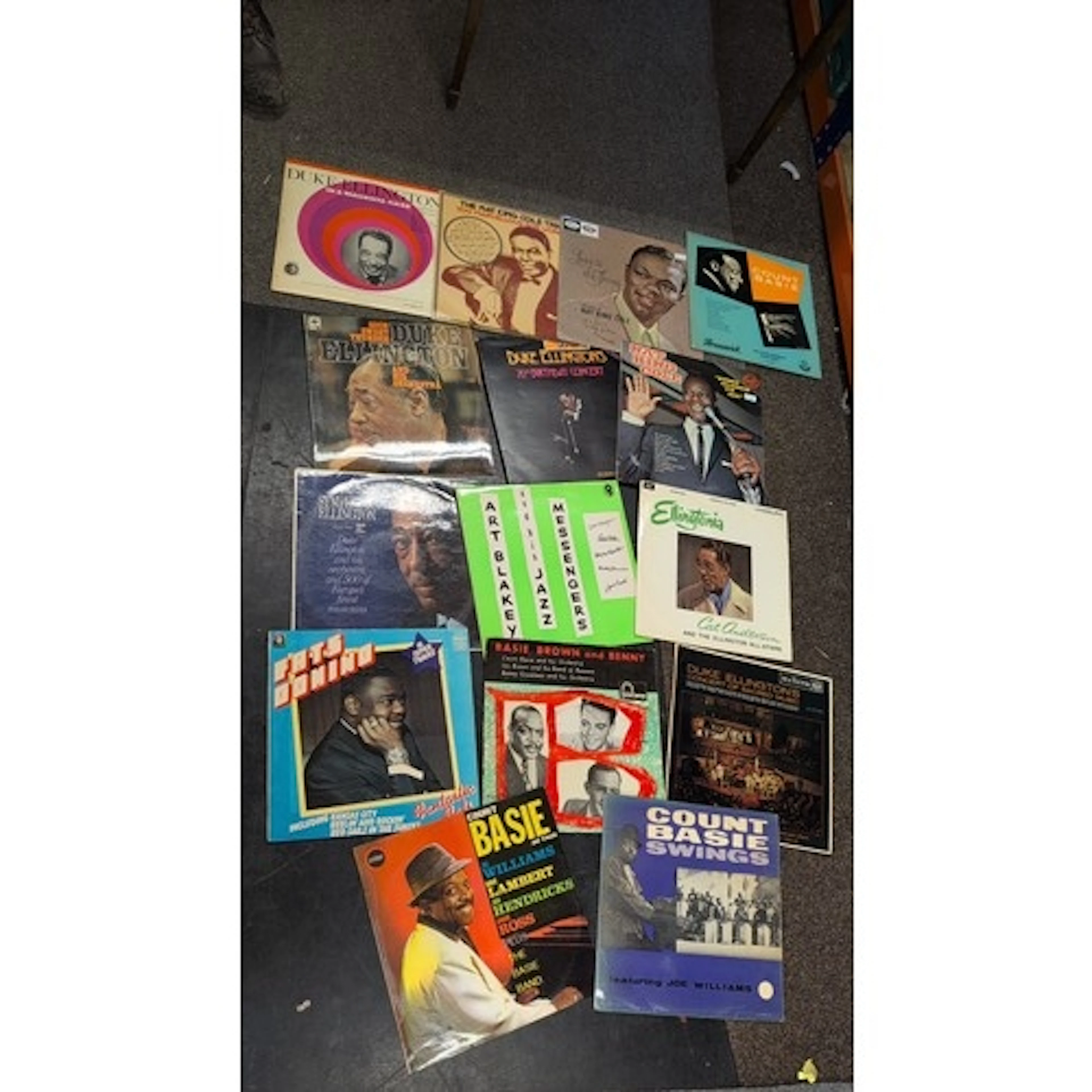 A group of jazz LP records, largely Duke Ellington-related, ...