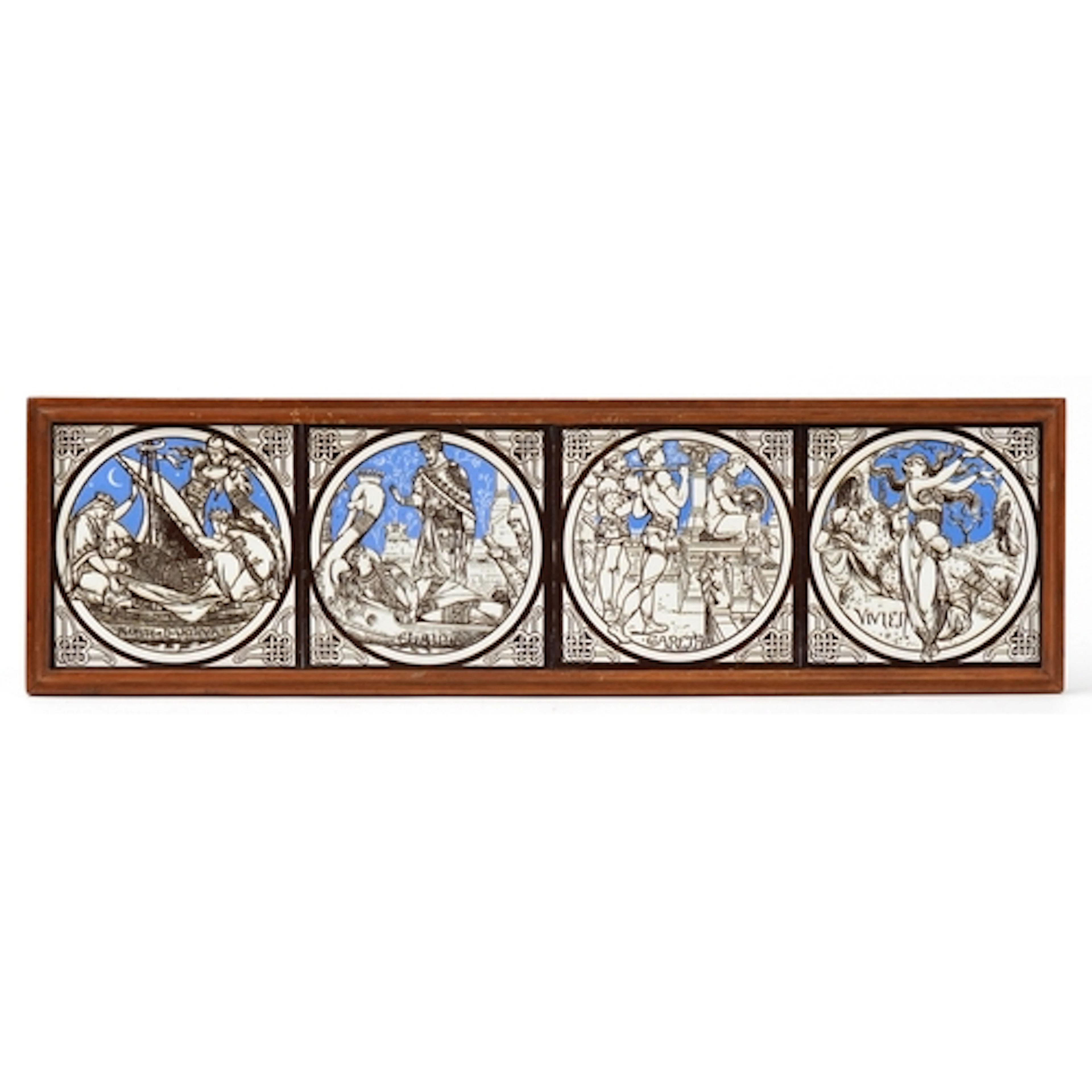 John Moyr Smith for Minton, set of four Victorian pottery ti...