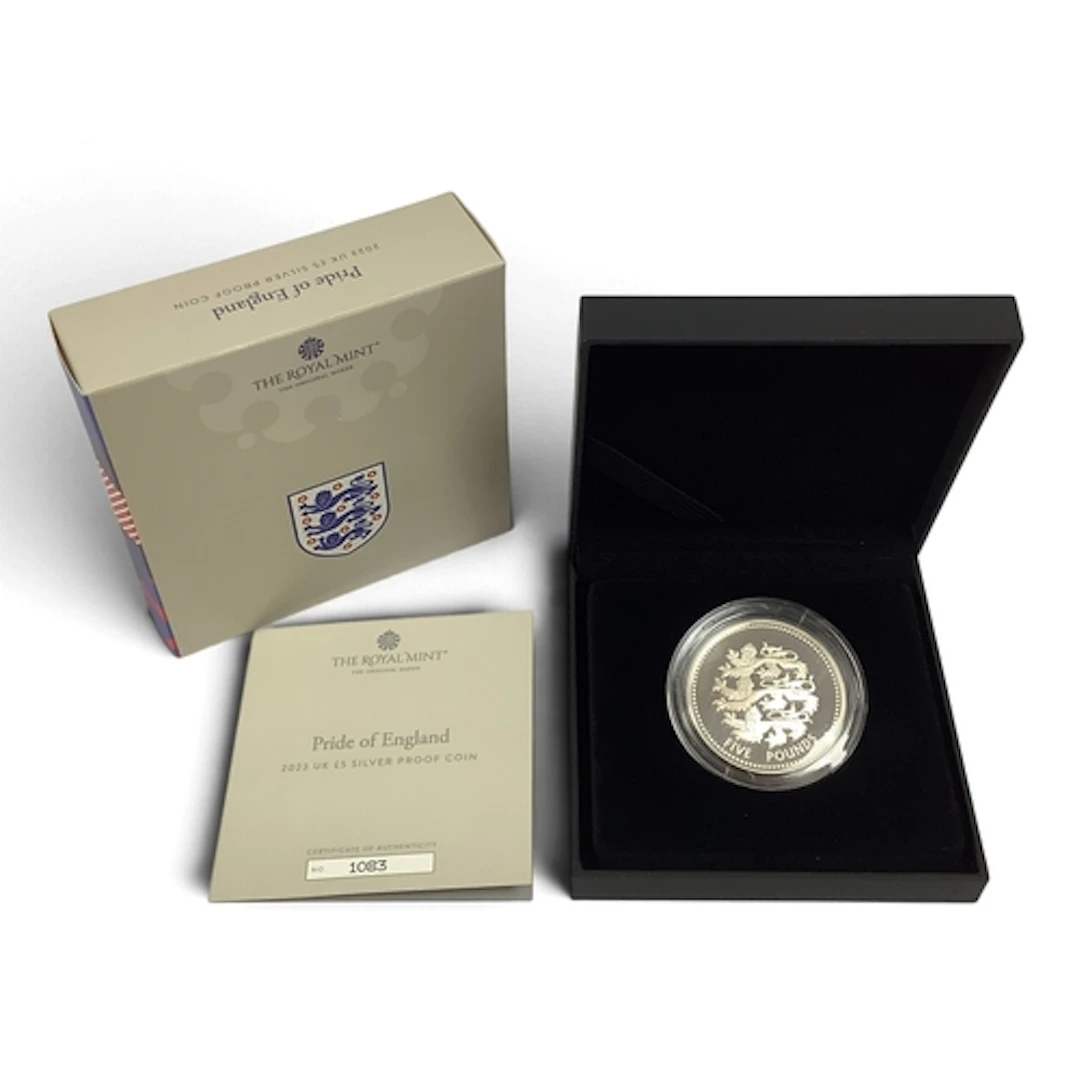 2023 Royal Mint Pride Of England Silver Proof £5 Coin, cased...