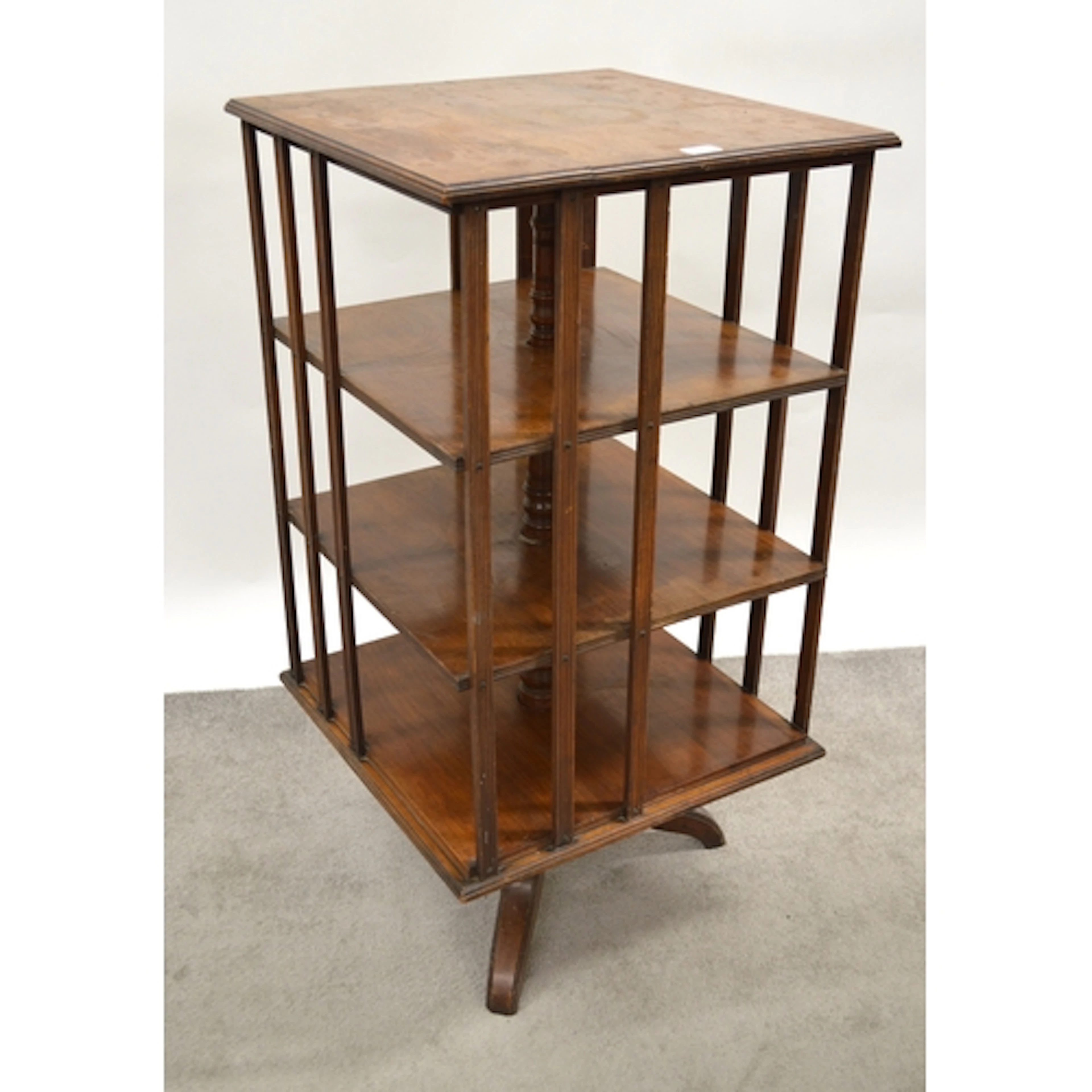 Edwardian walnut revolving bookcase