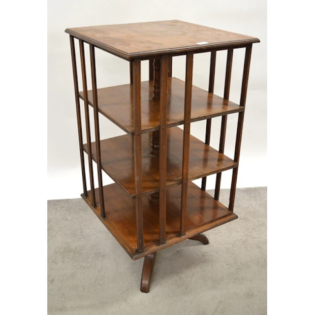 Edwardian walnut revolving bookcase
