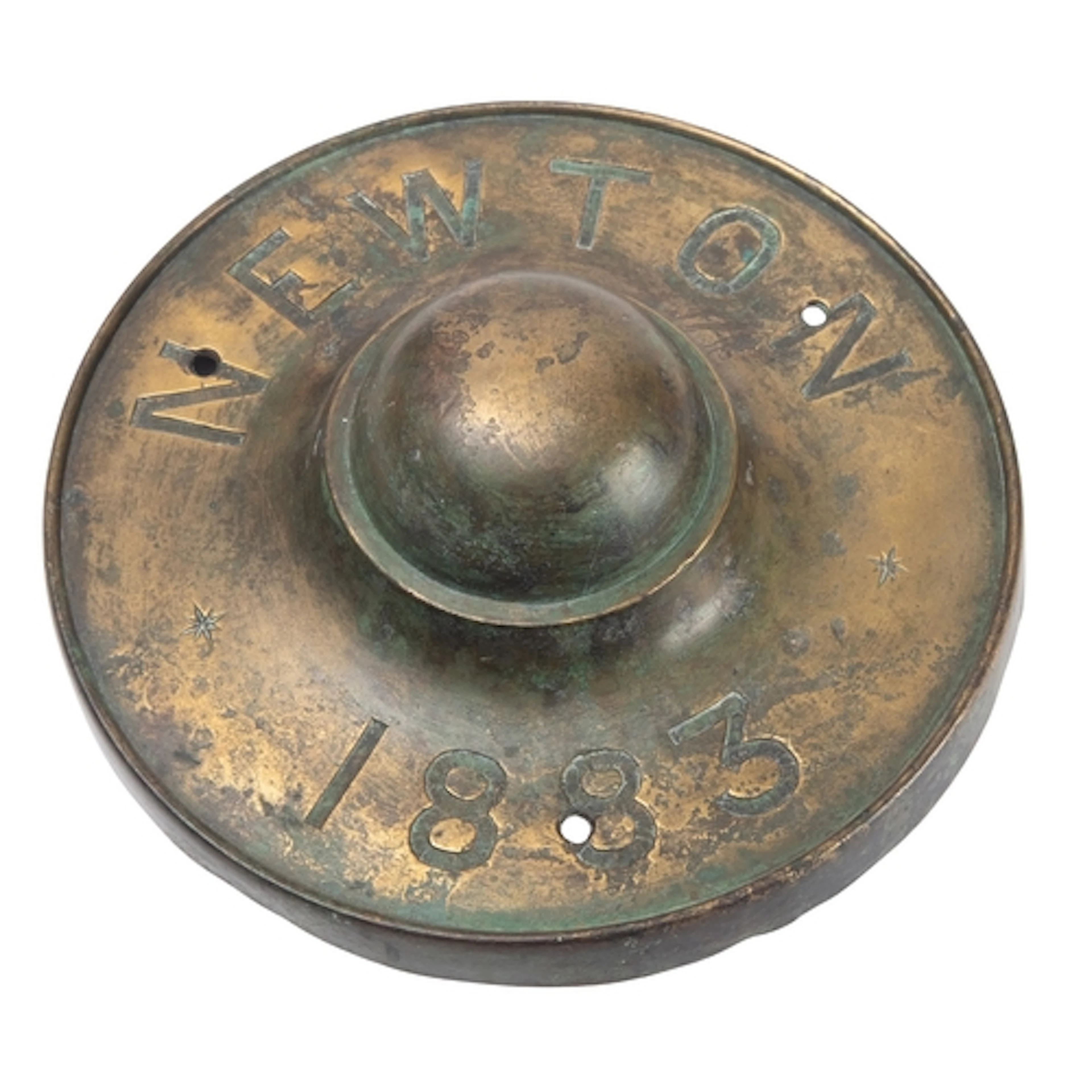 A brass helm boss form the steamship 'Newton 1883', 217.3cm ...