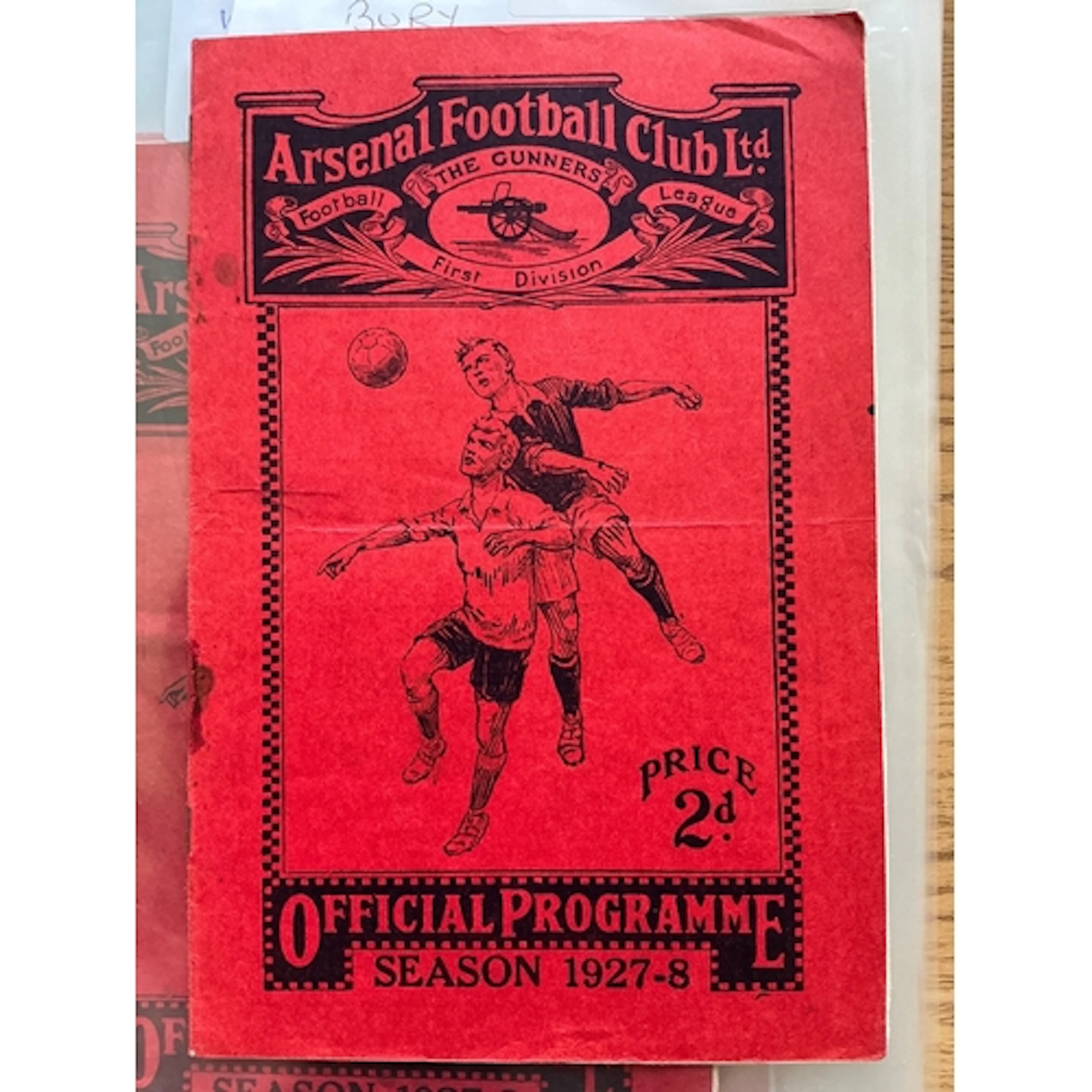 1927 - 1928 Arsenal v Bury Football Programme: For the match...