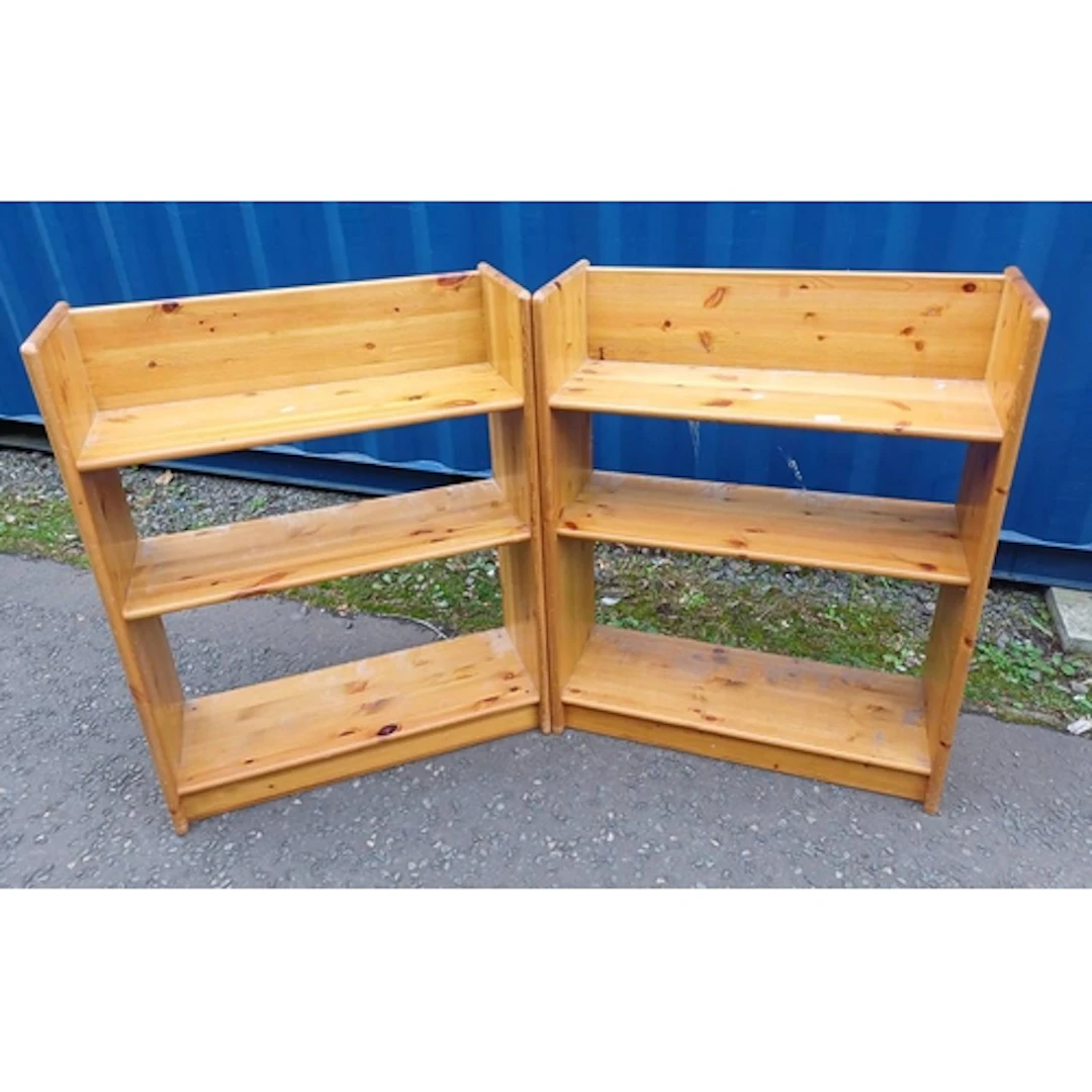PAIR OF PINE OPEN BOOKCASES