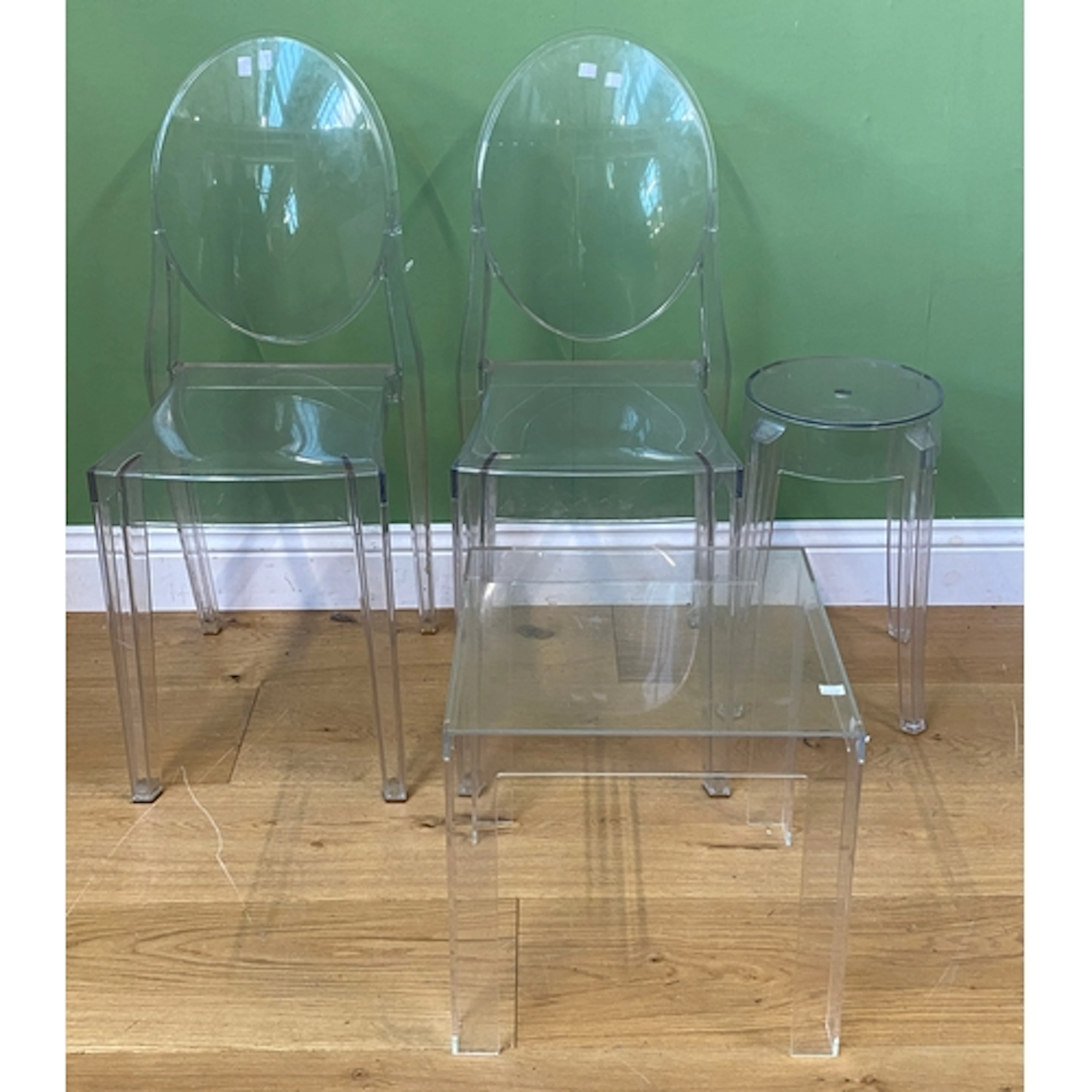 A pair of Victoria Ghost side chairs by Philip Stark for Kar...