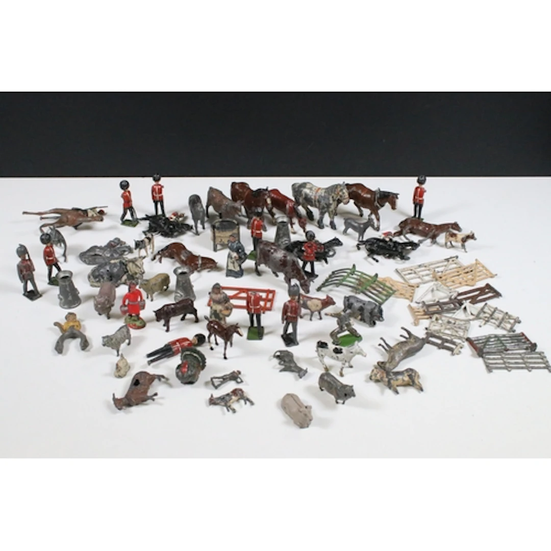 Small quantity of metal figures, animals and accessories to ...