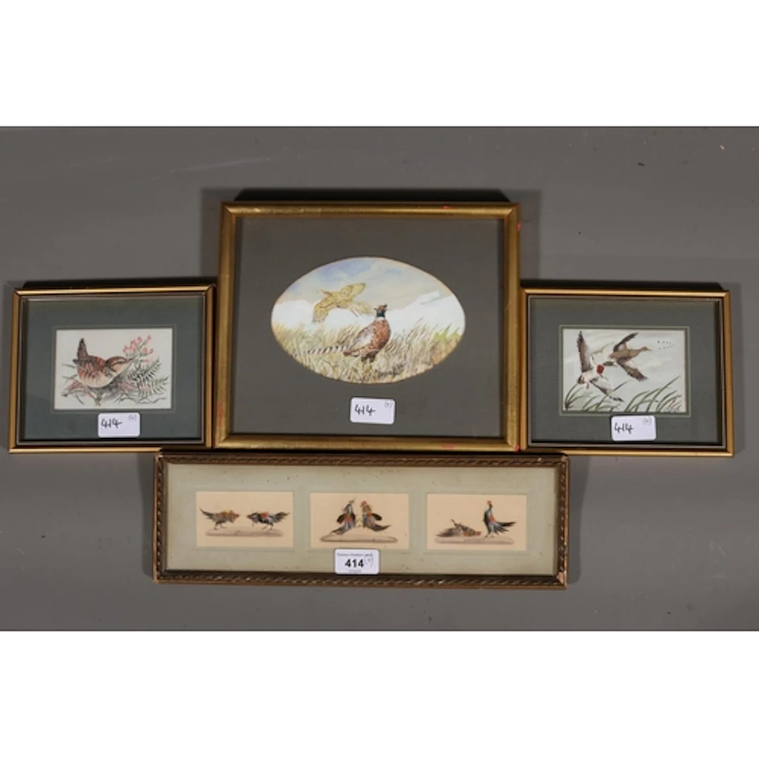 Triptych watercolour painting and feather work of a chicken ...
