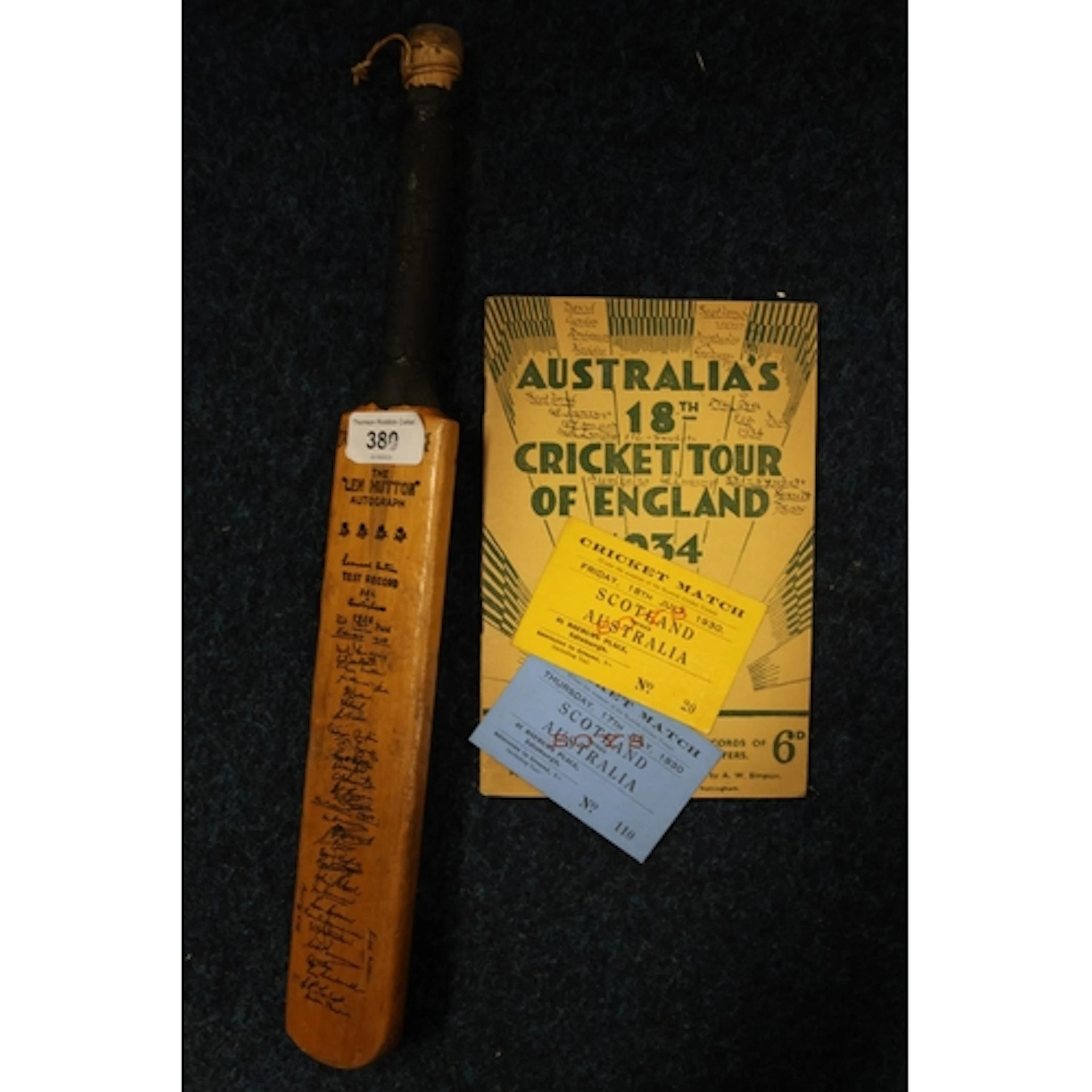 Cricket memorabilia to include cricket bat The Len Hutton au...