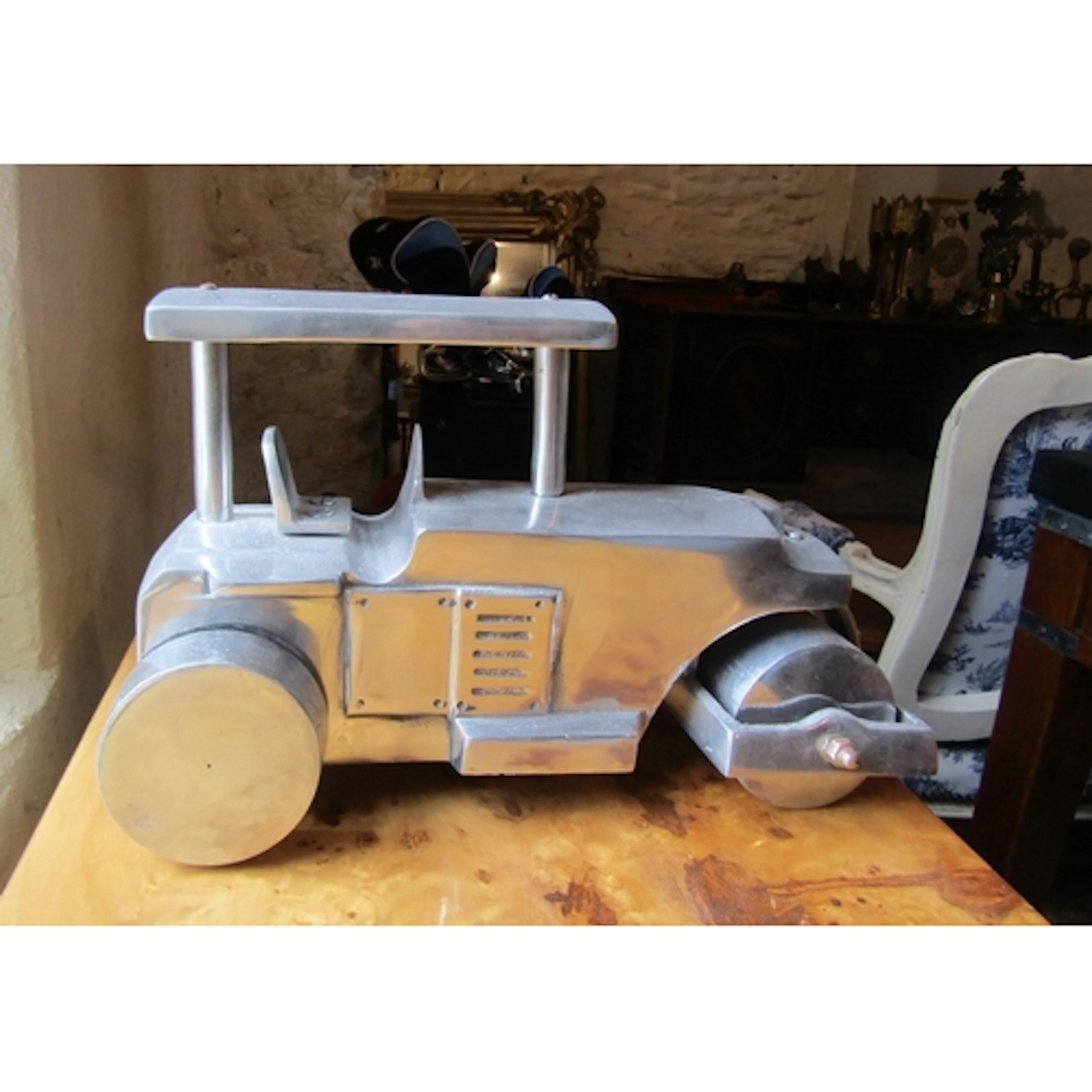 Vintage Chrome Plated Steam Roller Model Approximately 14 In...