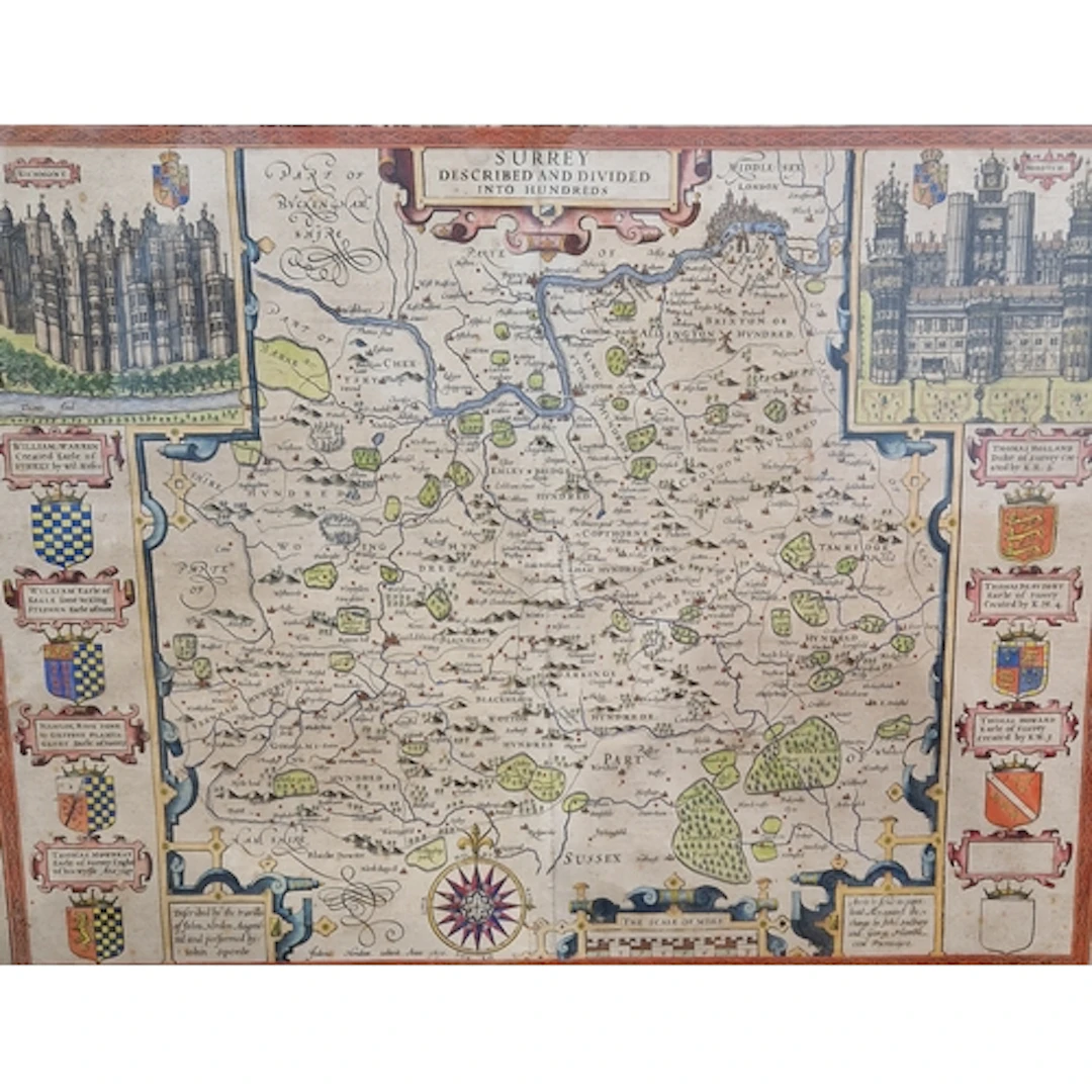 JOHN SPEEDE. 'Surrey Described and Divided into Hundreds', e...