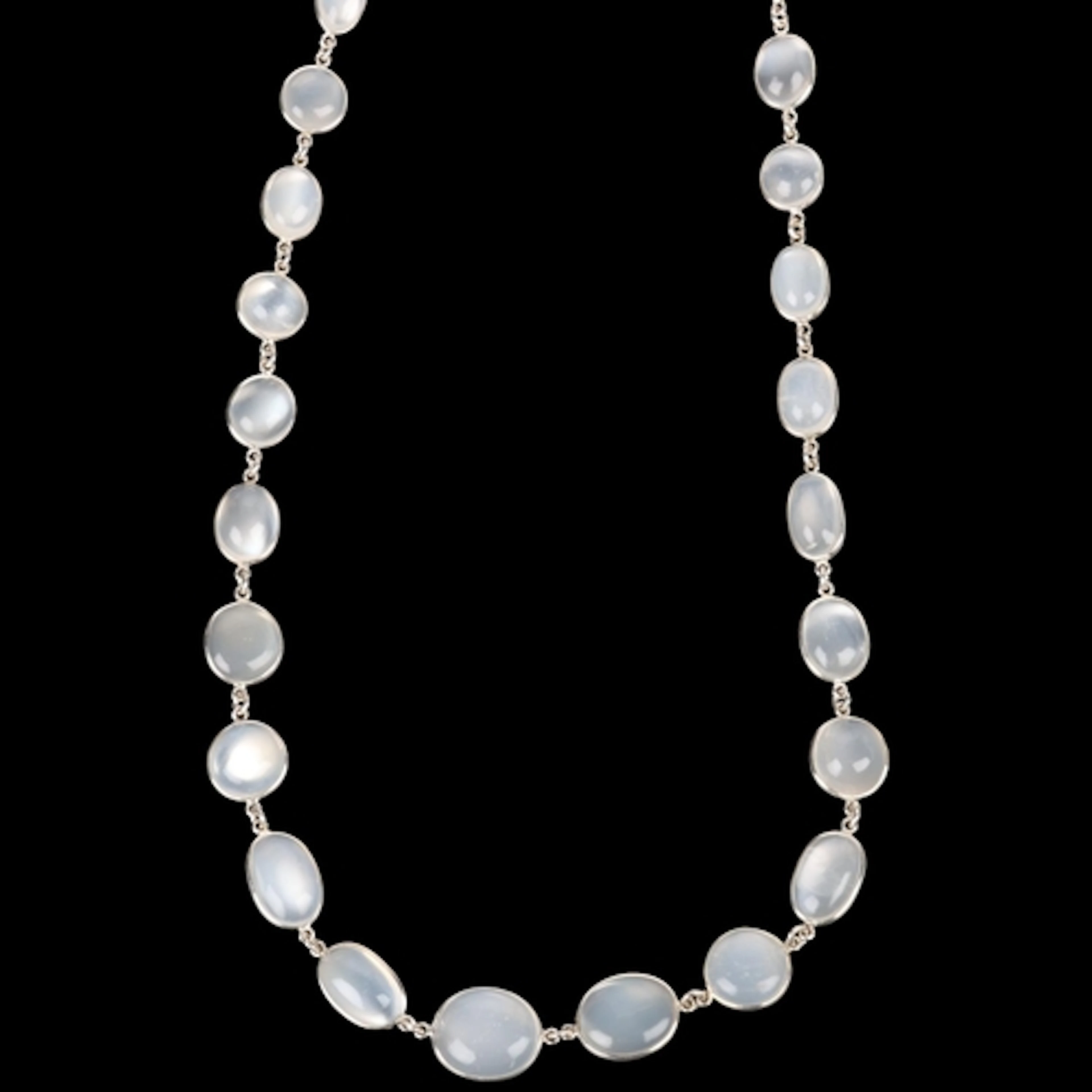 A sterling silver moonstone tennis line necklace, set with g...