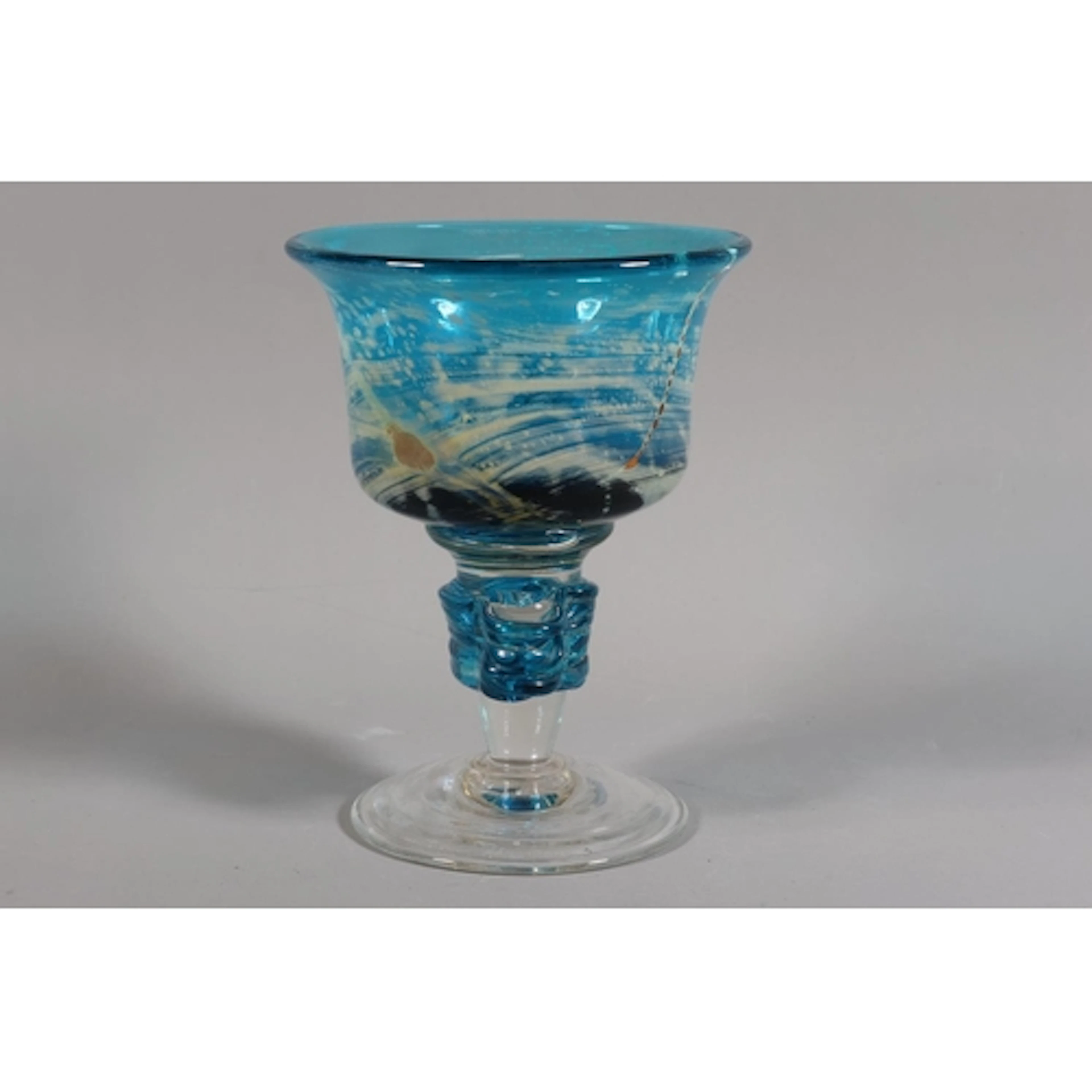 Art Glass Mdina chalice vase with knop stem, 19cm tall