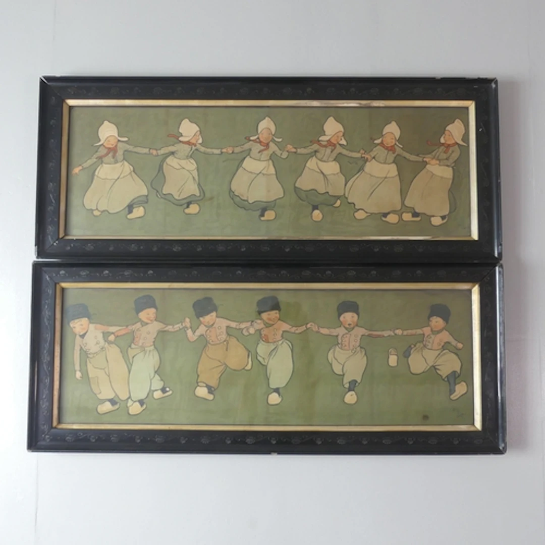 Liberty & Co - A pair of Cecil Aldin nursery prints, in ebon...