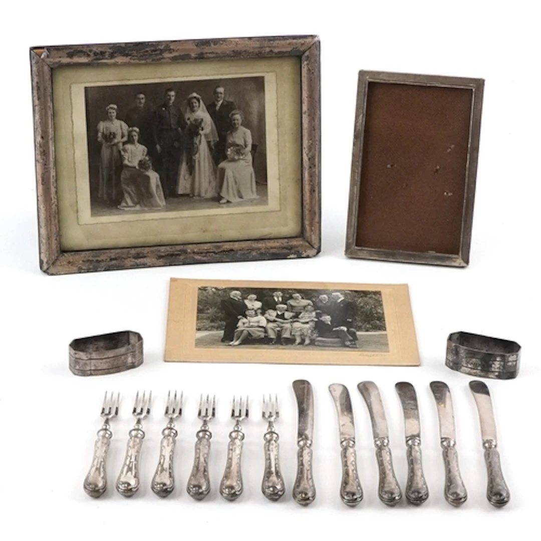 Antique and later silver comprising two early 20th century r...