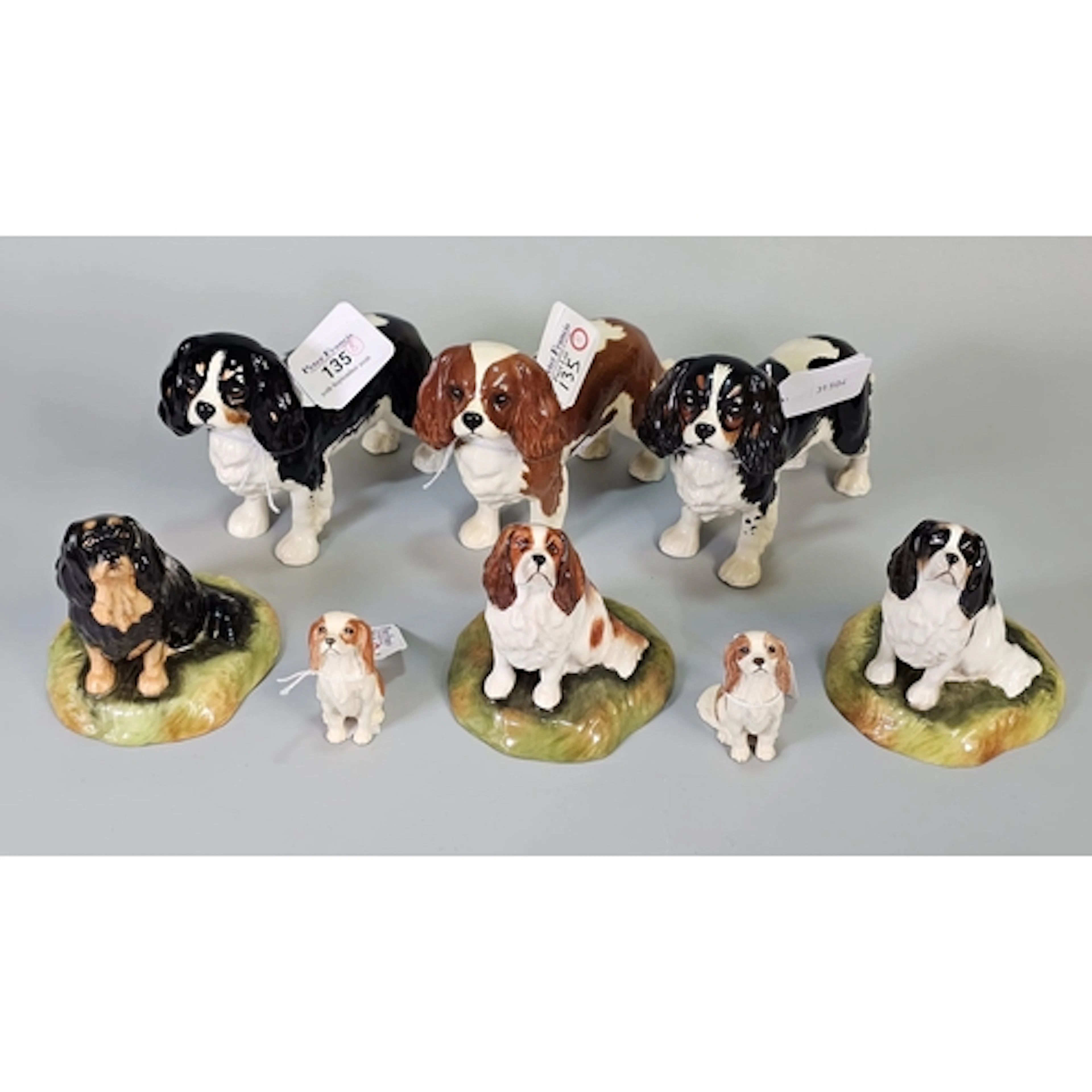 Collection of china King Charles Spaniel dogs, including, 'B...