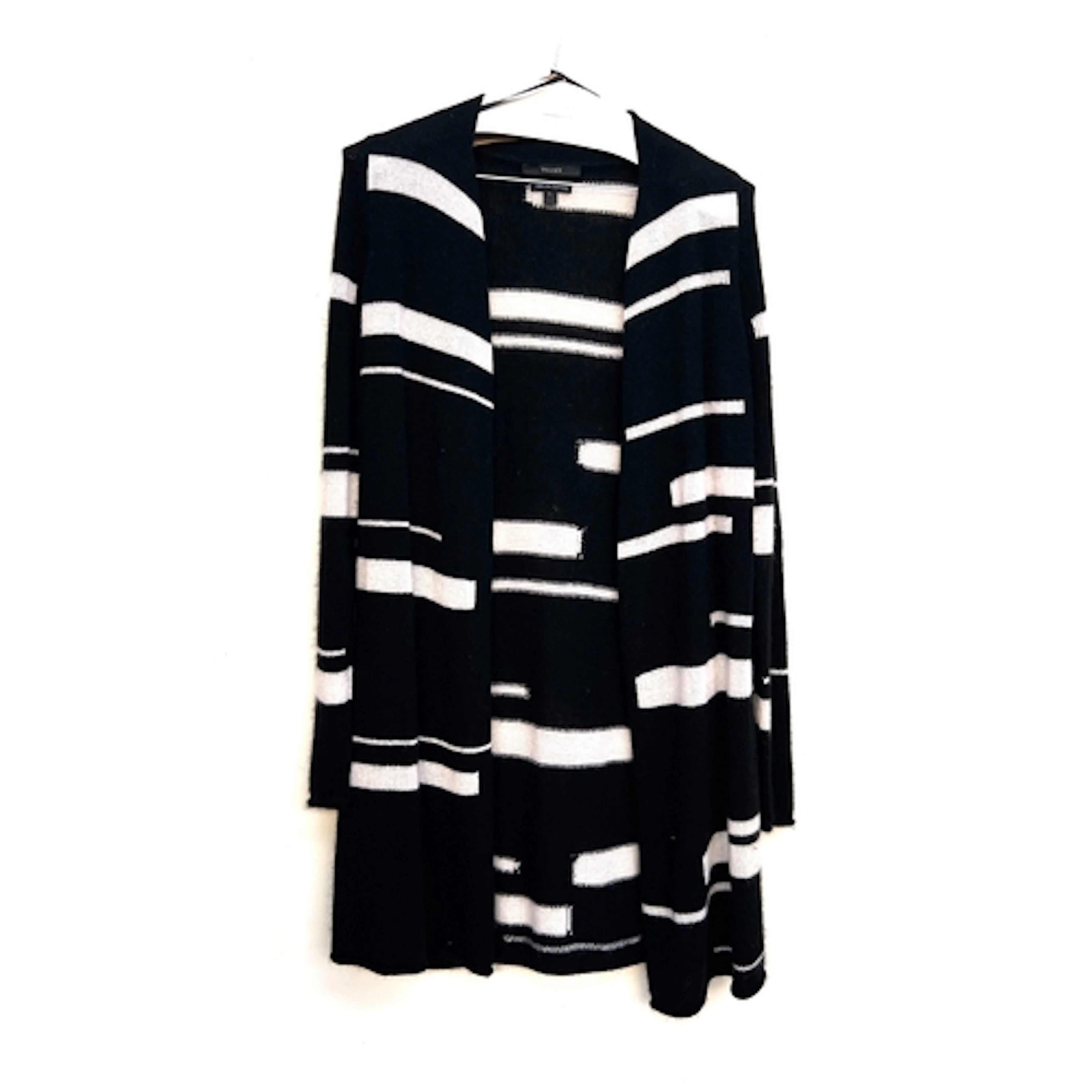 A Tahari two ply cashmere black and white cardigan, size L