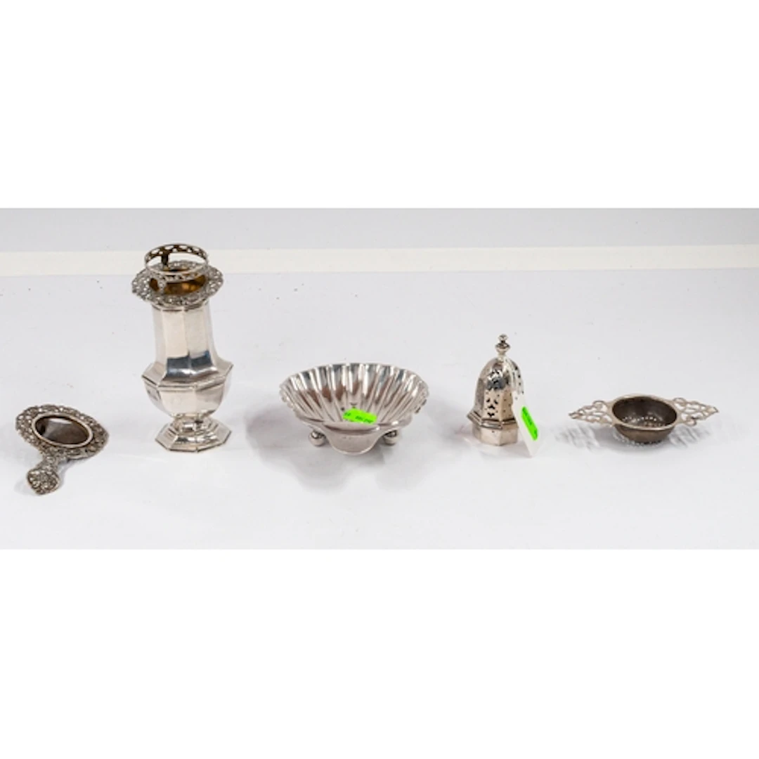 Silver: a shell butter dish, Birmingham hallmarked, a sugar ...