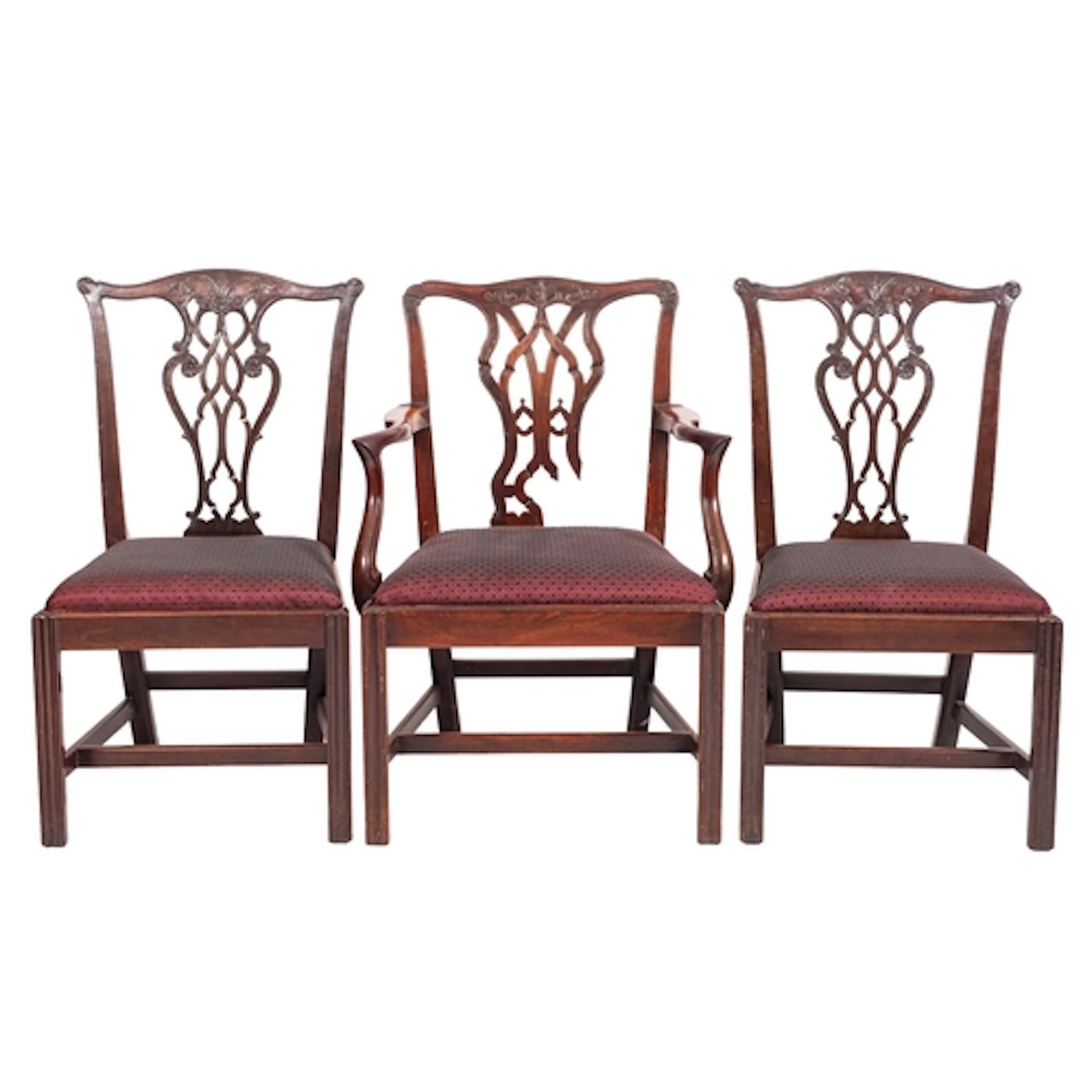 An associated group of nine George III mahogany dining chair...