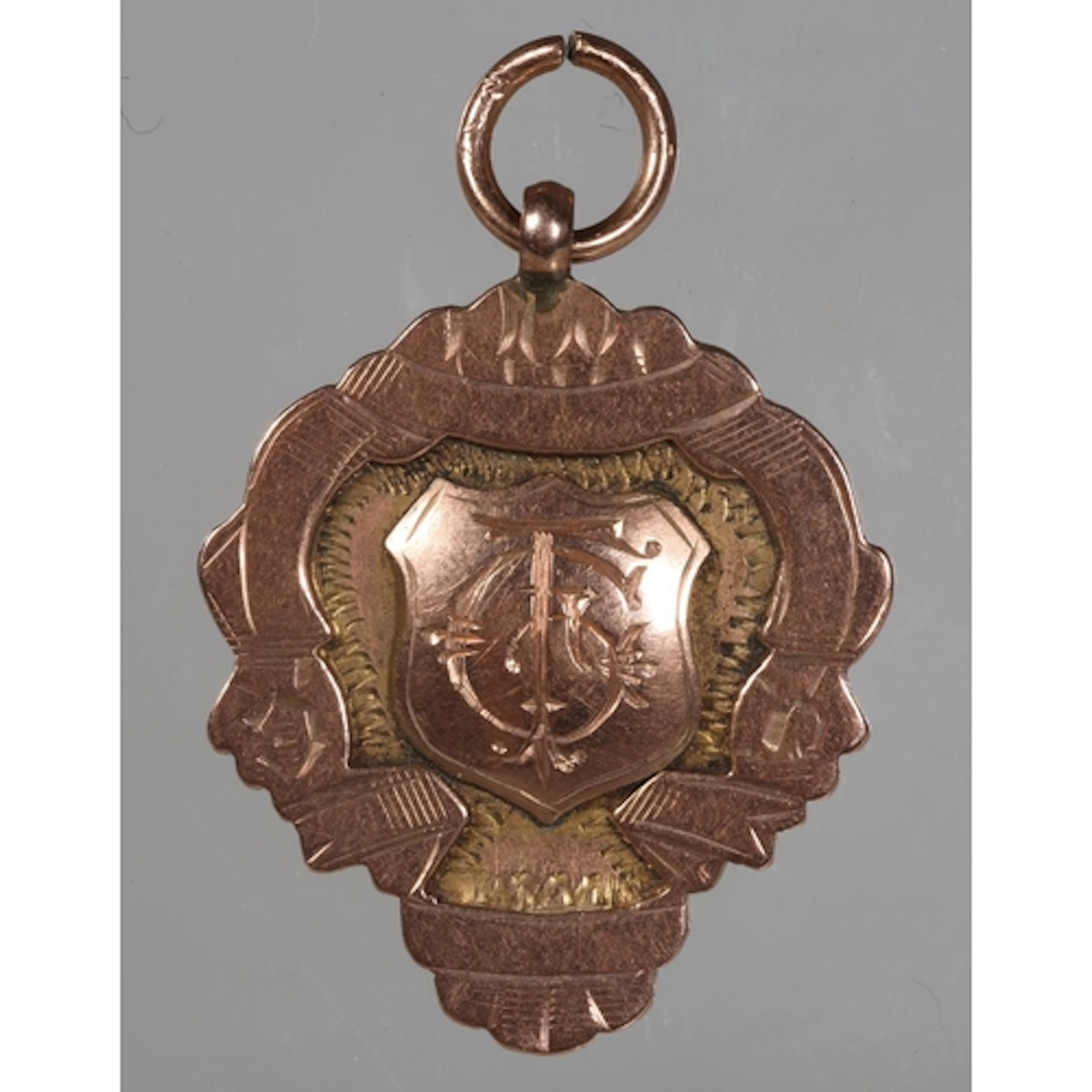 9ct gold shield fob medal [FORD FOOTBALL CUP MRO 1924-25], 4...