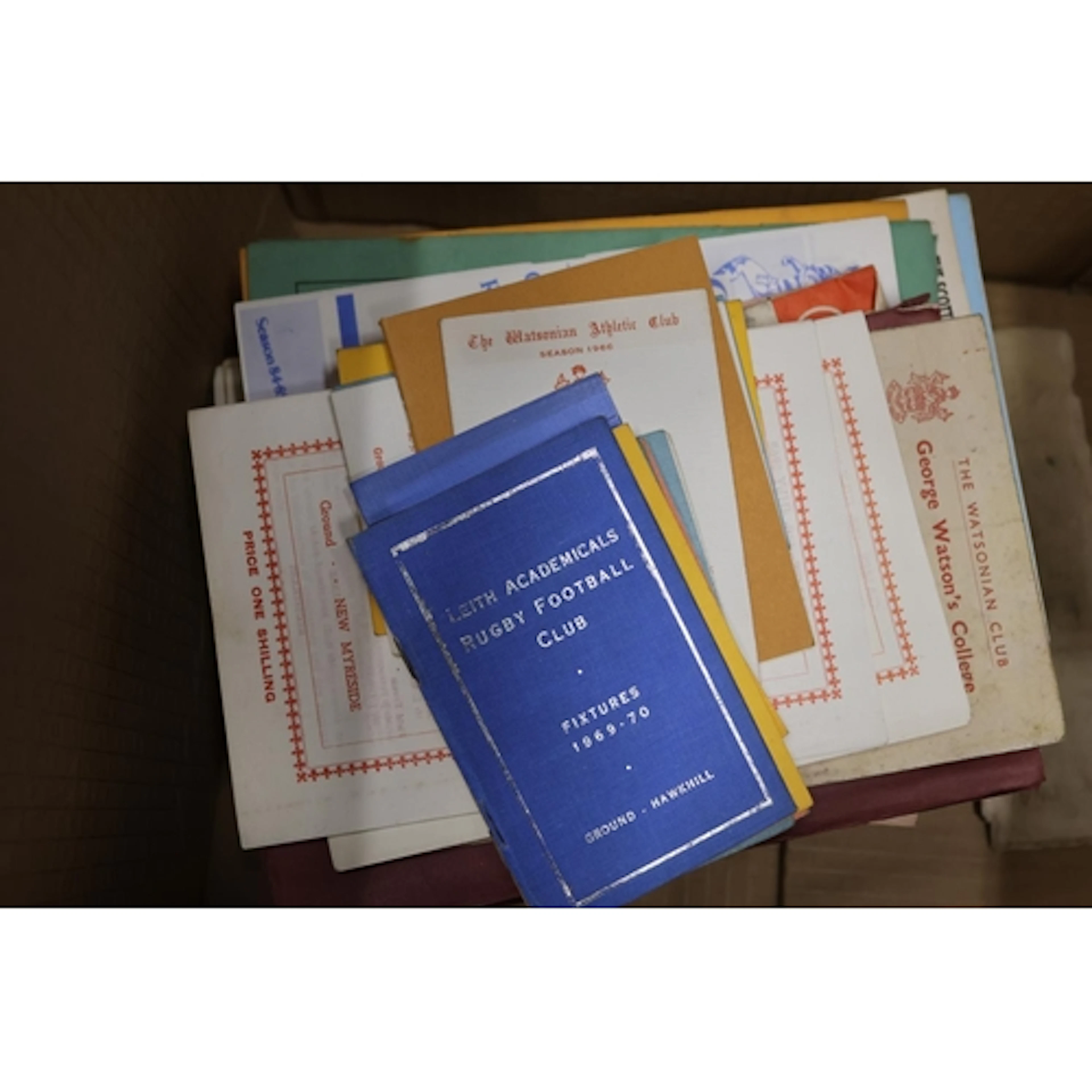 Box containing school sporting events to include Leith Acade...