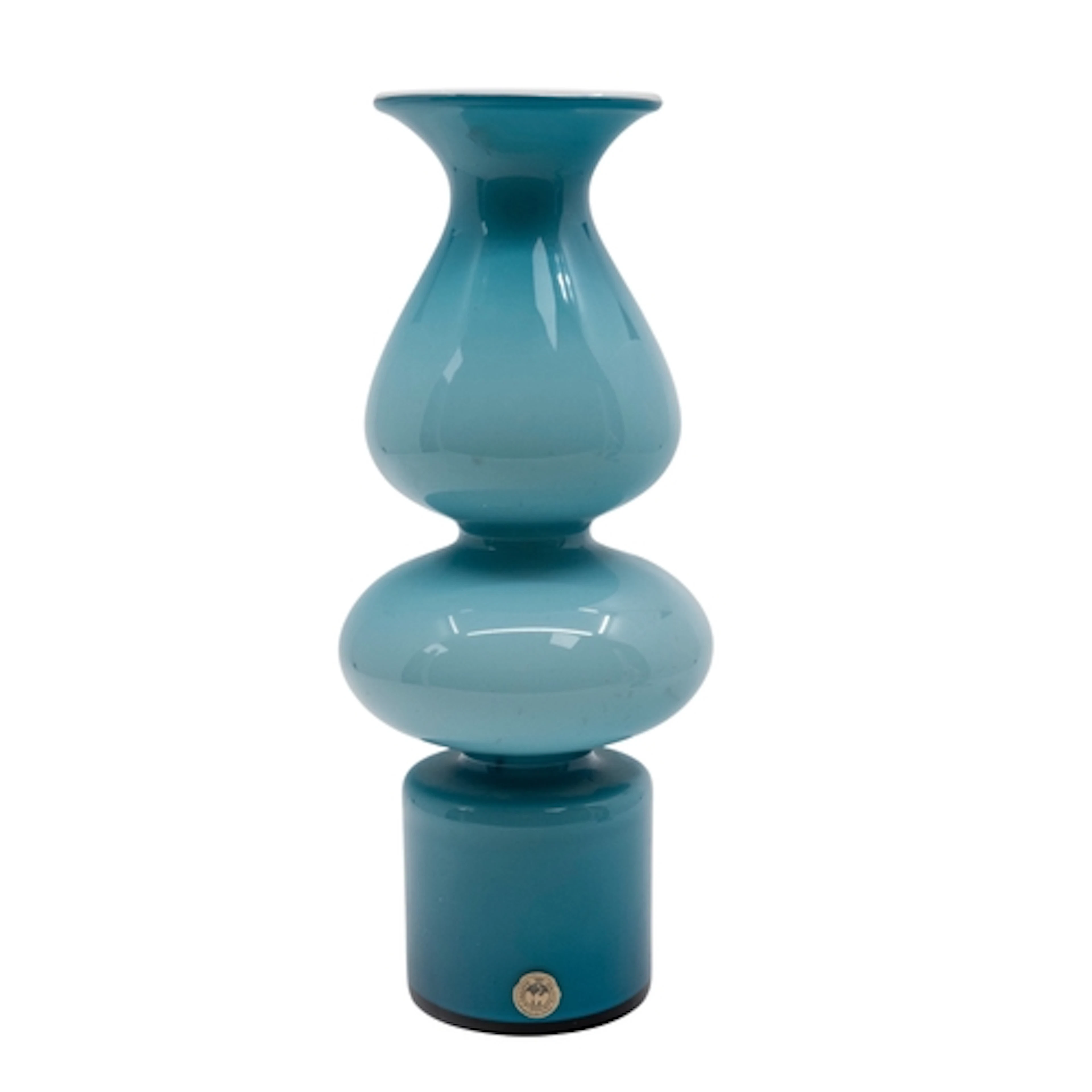 A 'CARNABY' BLUE ART GLASS VASE BY PER LUTKEN FOR HOLMEGAARD...