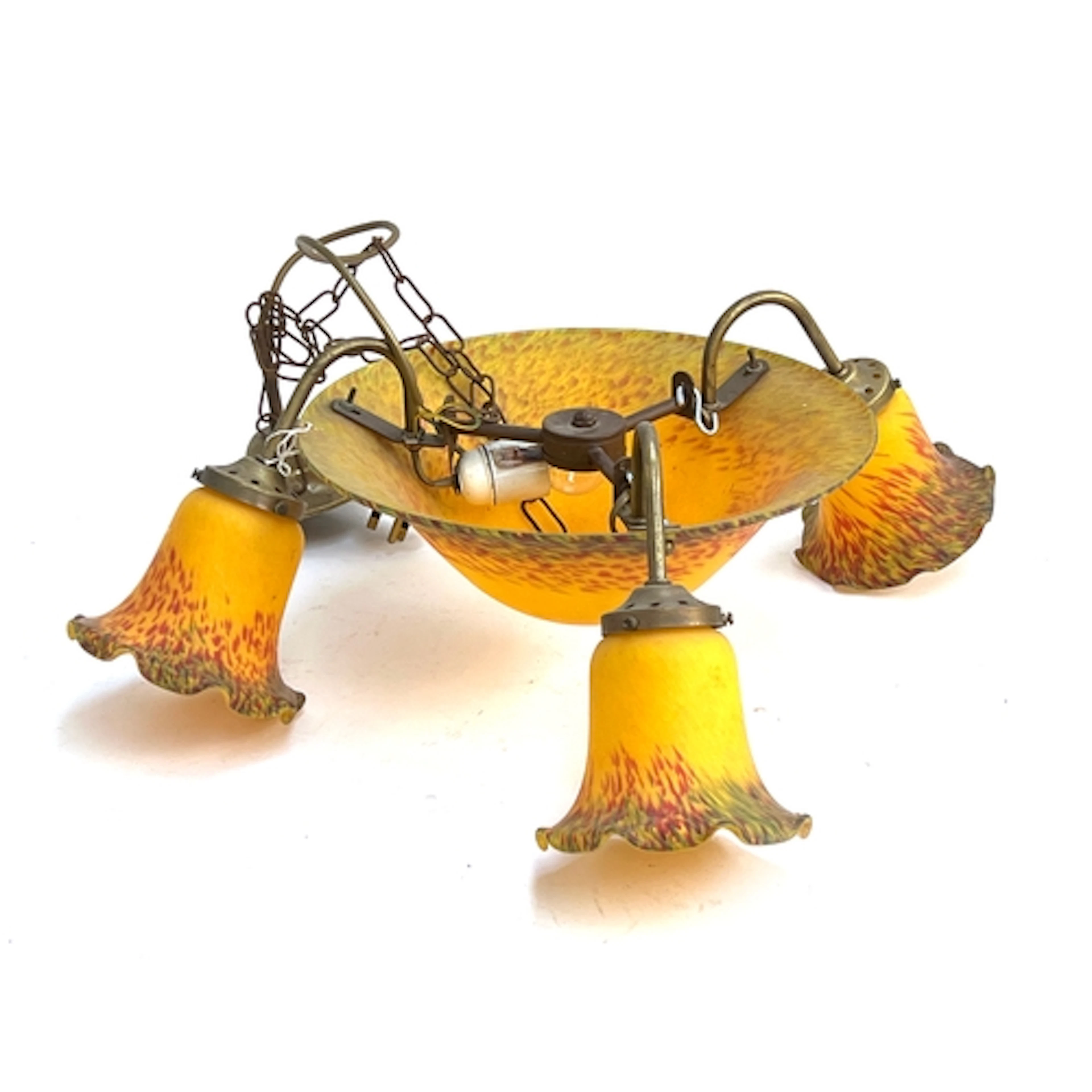 A vintage French Art Deco Vianne Glass yellow mottled glass ...