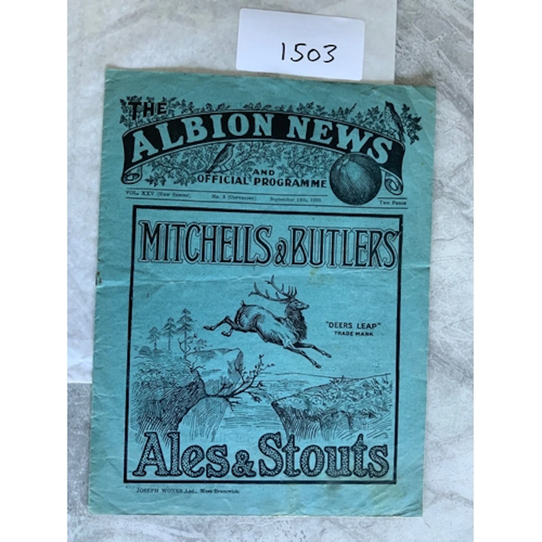 1933 - 1934 West Brom v Arsenal (Champions) Football Program...