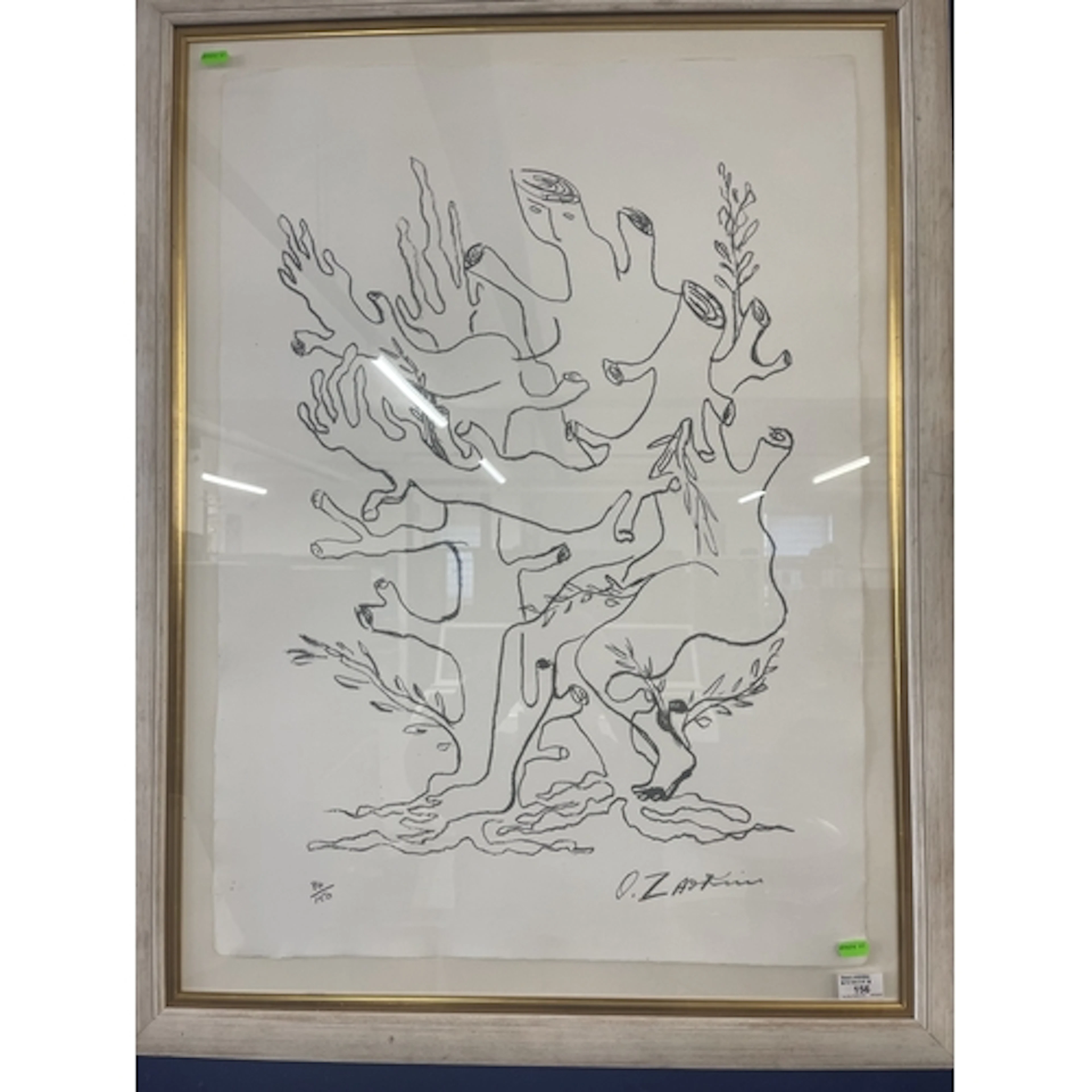 Painting: Painting. Lithograph by Ossip Zadkine 1888-1967. ...