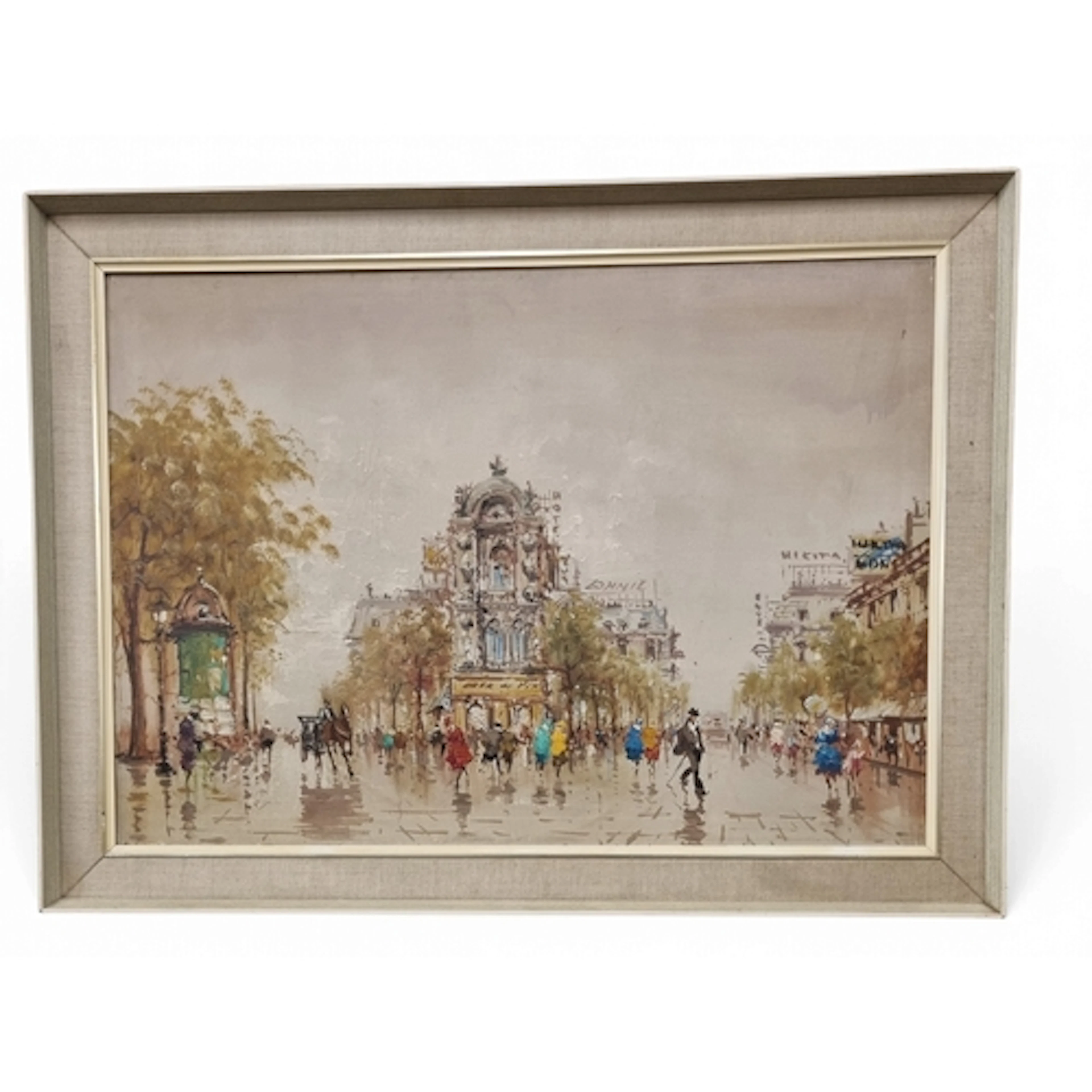 A large early 20th Century Art Deco Oil on Canvas of a Paris...