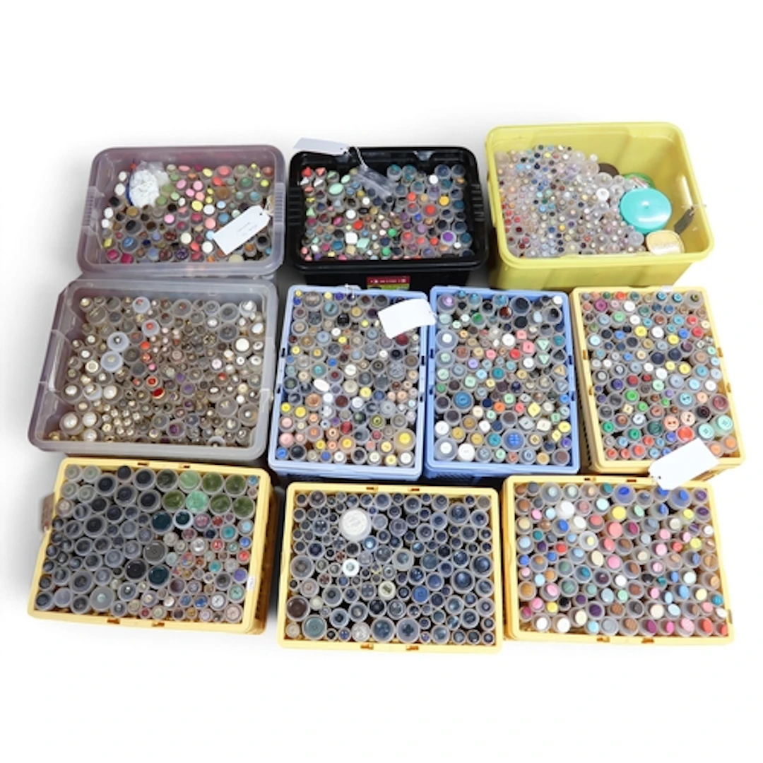 A large collection of buttons in a variety of colours and ma...