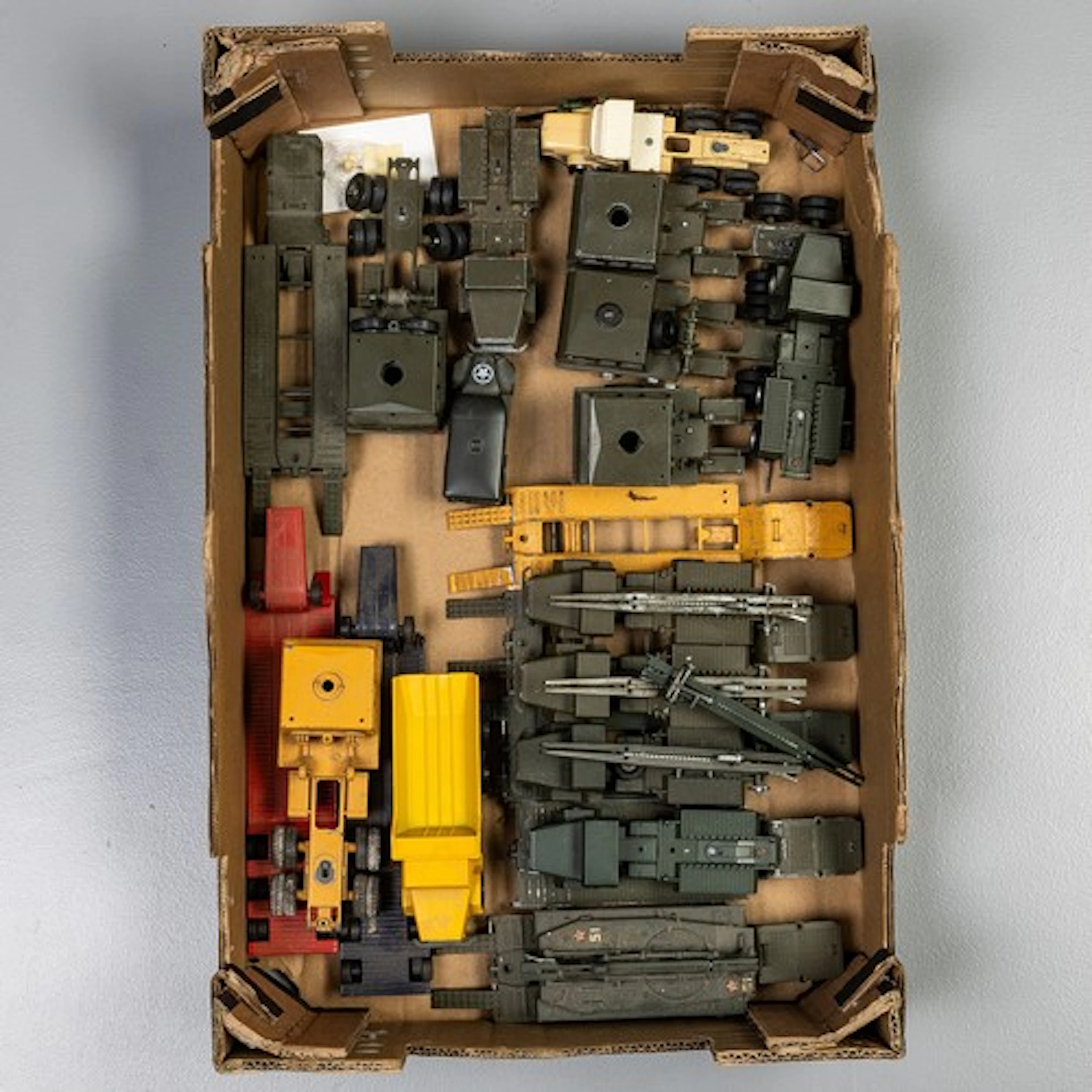 Fruit tray containing Solido playworn vehicles to include: 5...