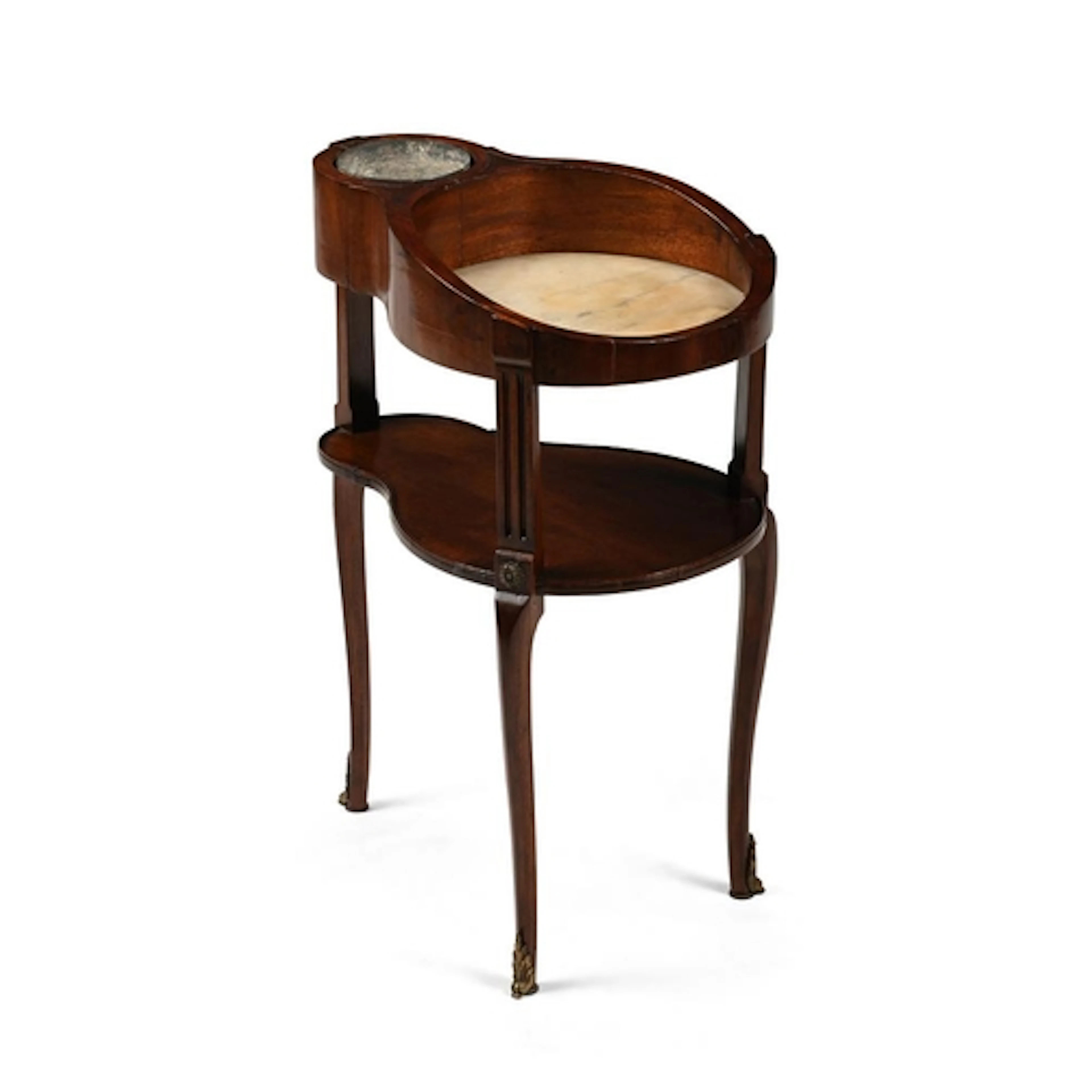 An early 19th century French walnut and marble inset occasio...