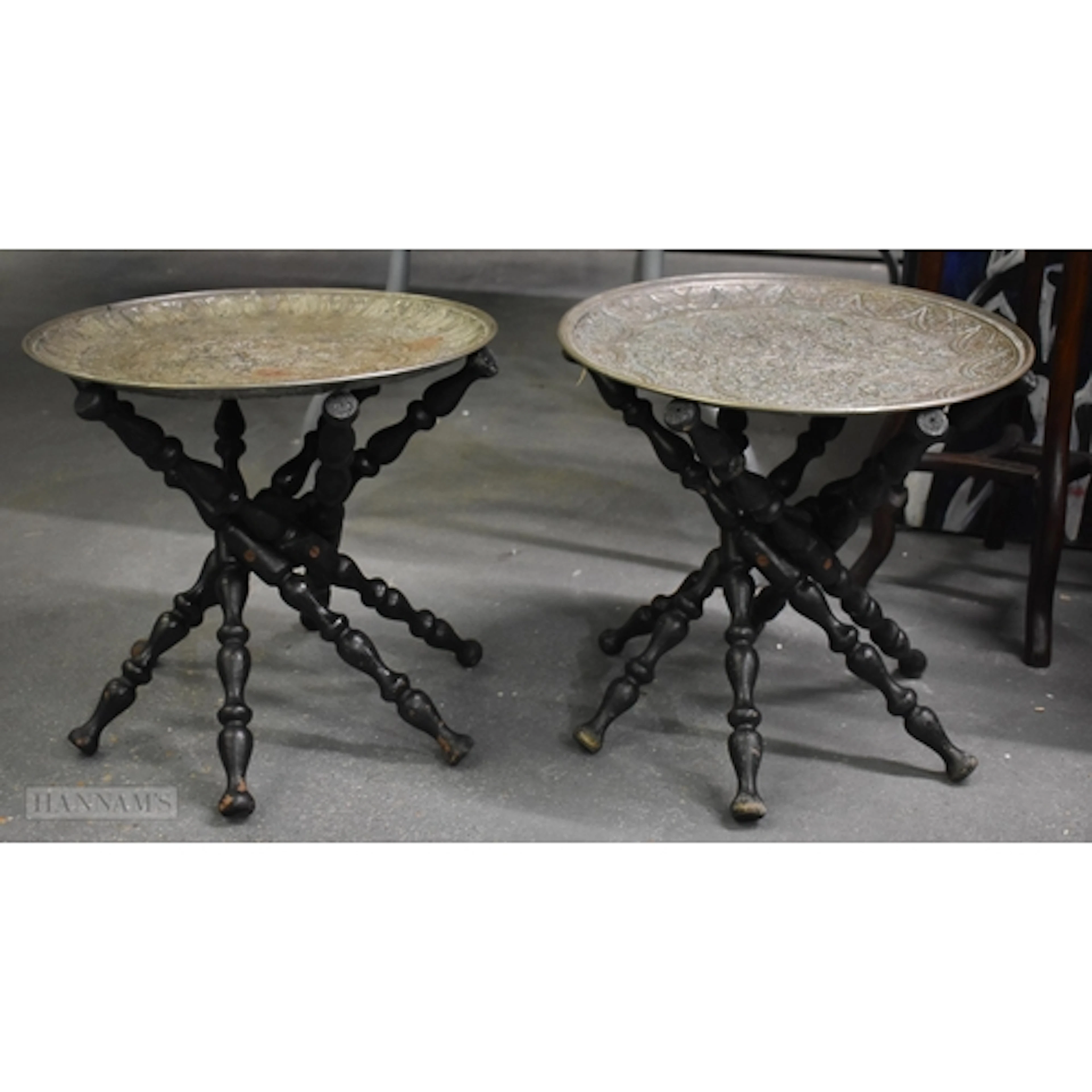 Persian Plant Stands Metal Side Tables w/ Wooden Spider Legs...