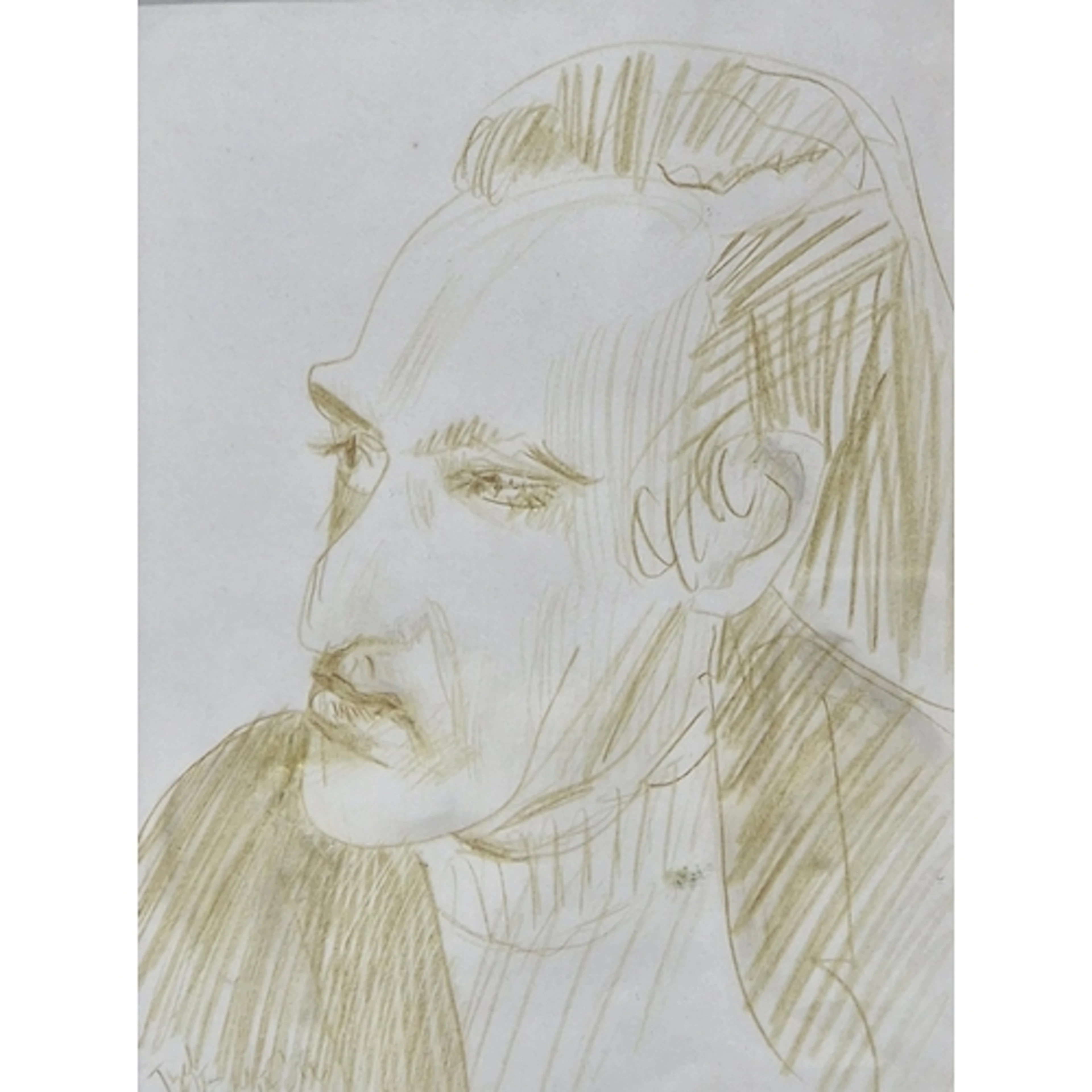 EDWARD LEWIS. Portrait of the artist Tyeb Mehta, head and sh...