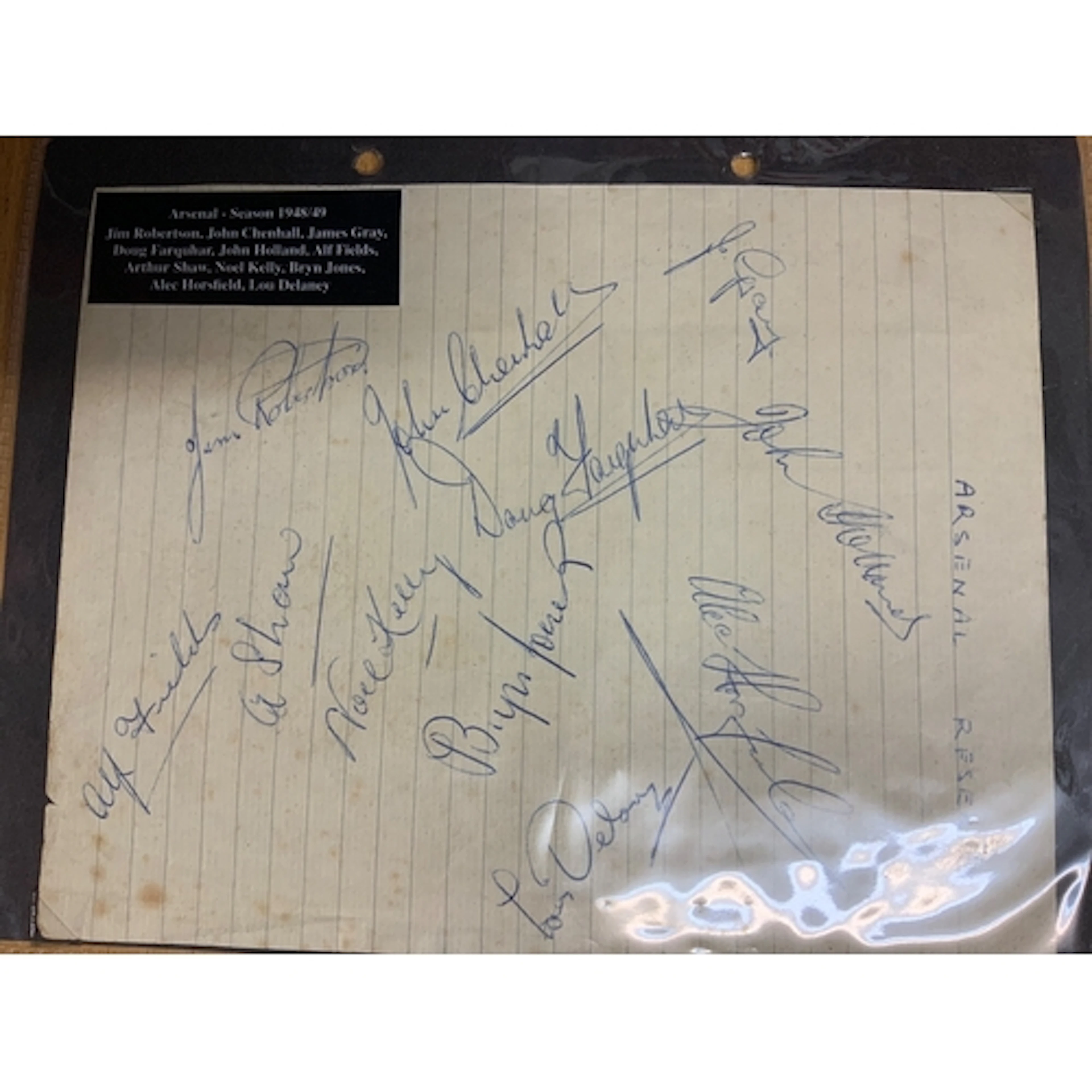 Arsenal Reserves Football Autographs: Page of 1950s reserve ...