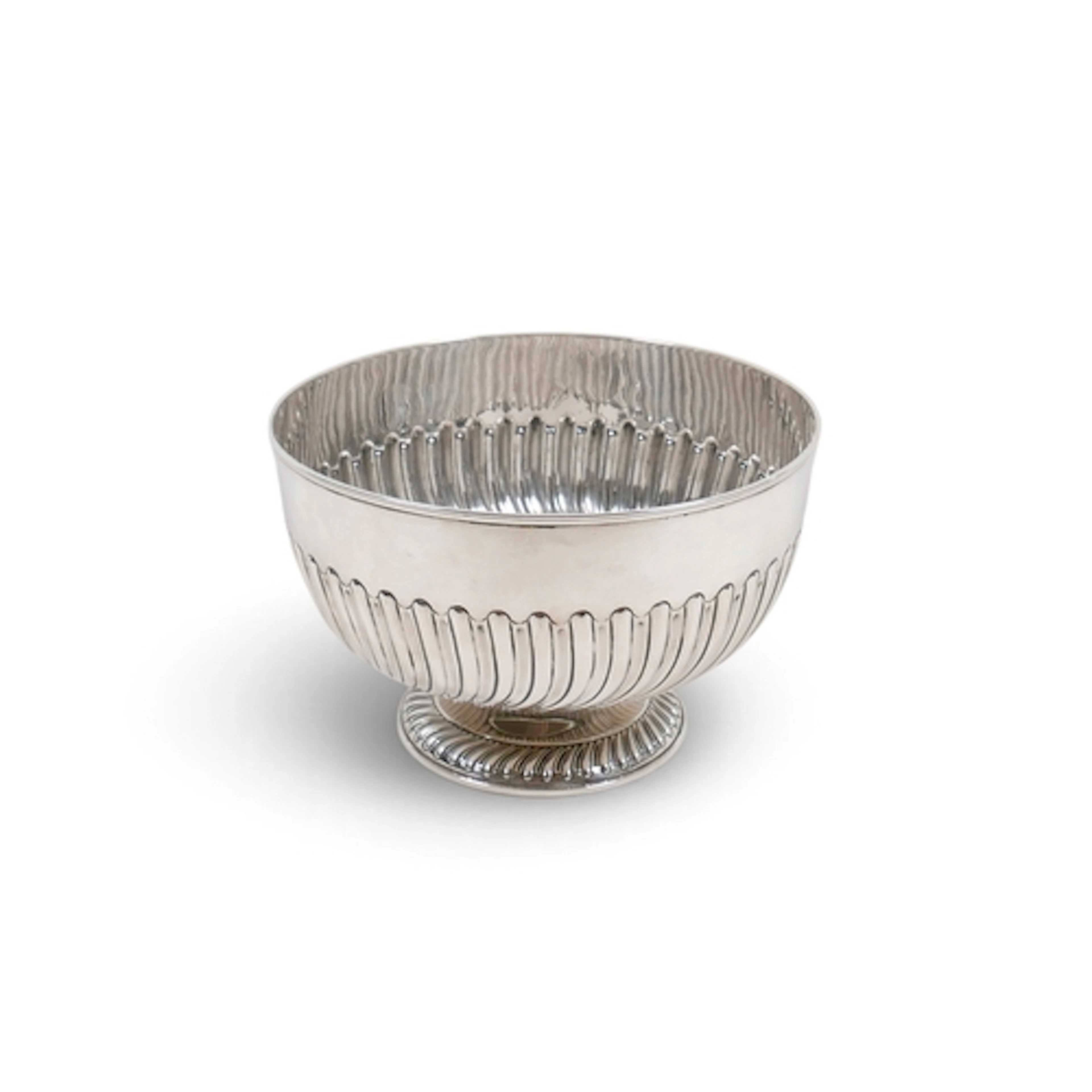 A VICTORIAN SILVER PUNCH BOWL. on circular foot, lower half ...