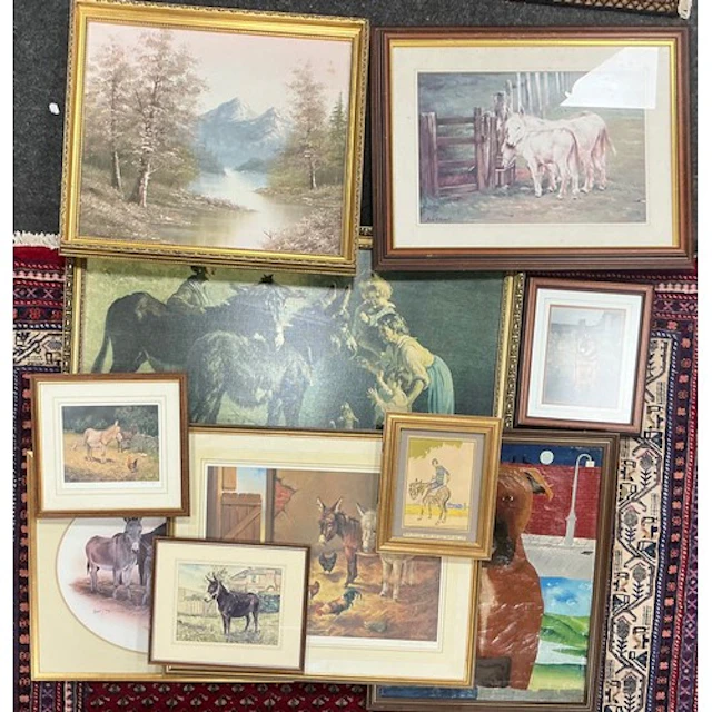 Pictures and prints - Naive school, painting of a dog, oil o...