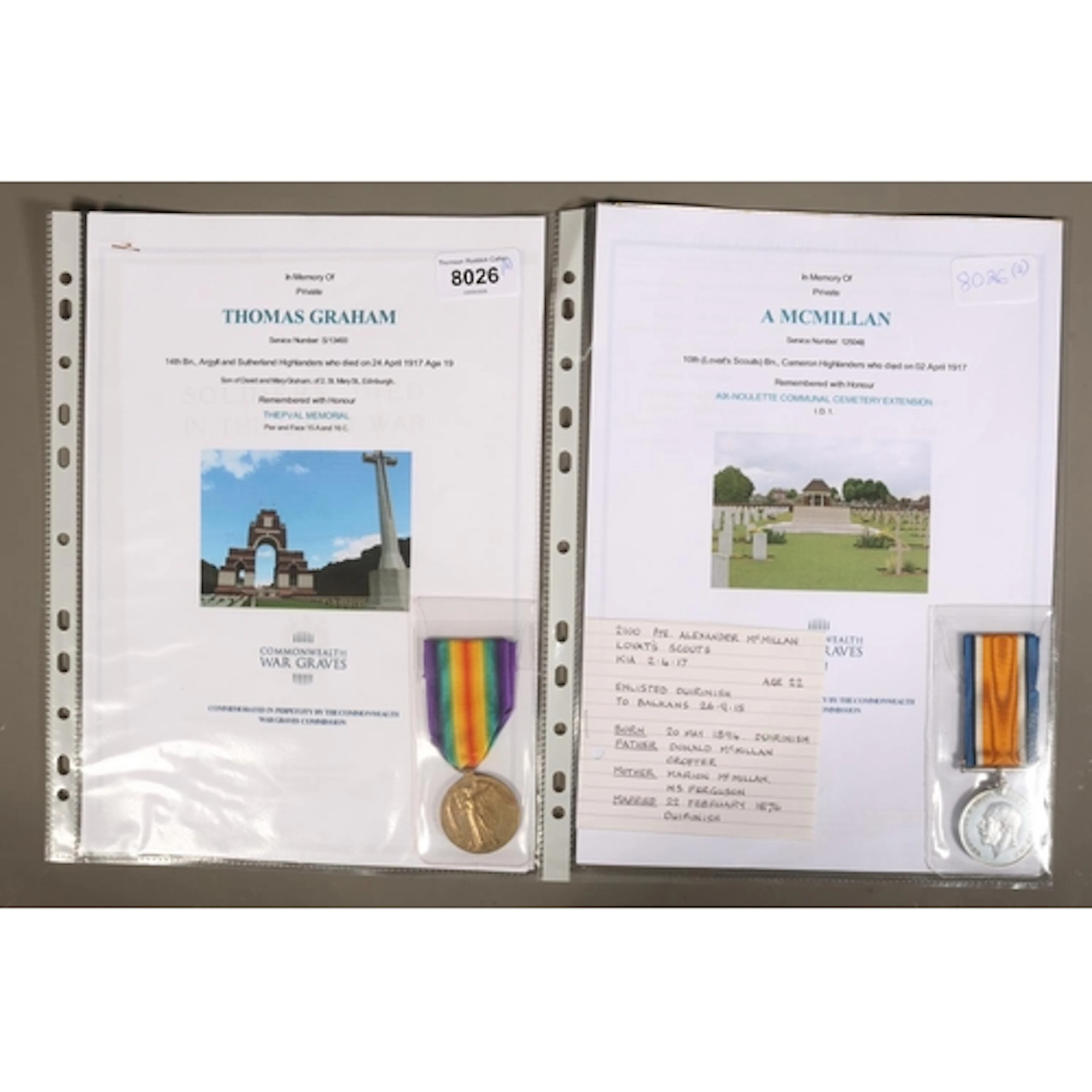 Medal of 2100 and 125048 Private Alexander McMillan (1894-19...