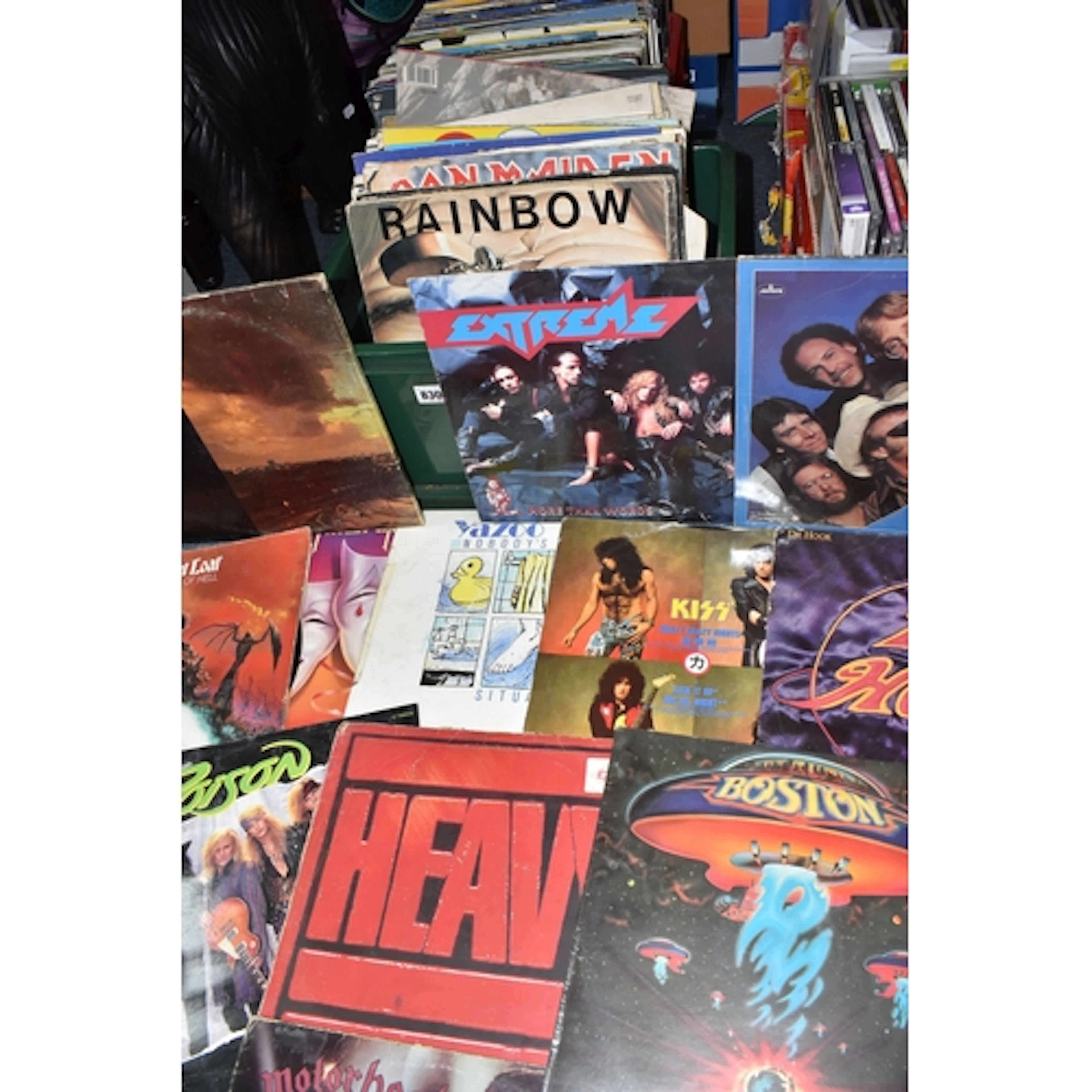 TWO BOXES OF ASSORTED LPS to include a group of rock albums ...
