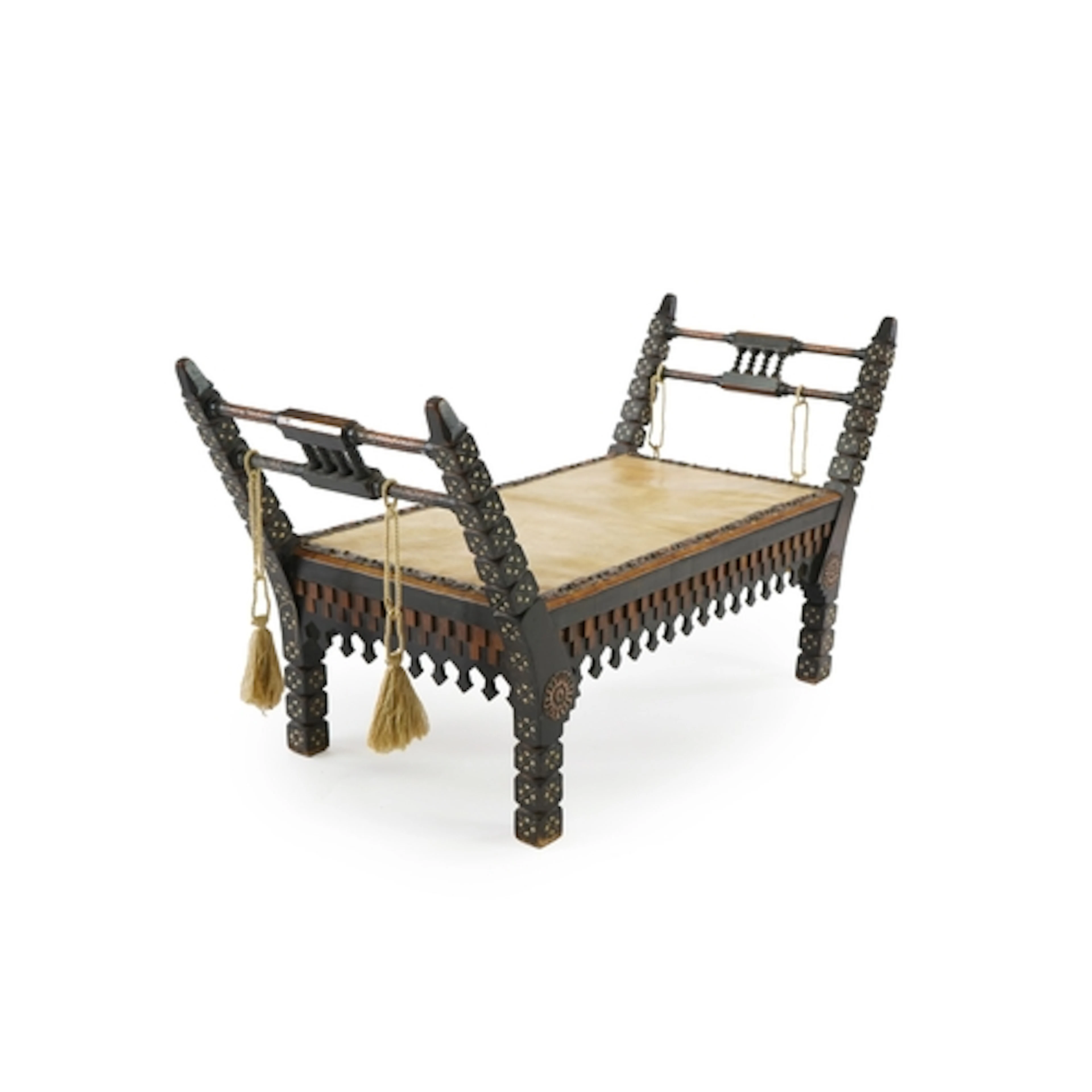 Carlo Bugatti (Italian, 1856-1940) A window seat or bench, t...