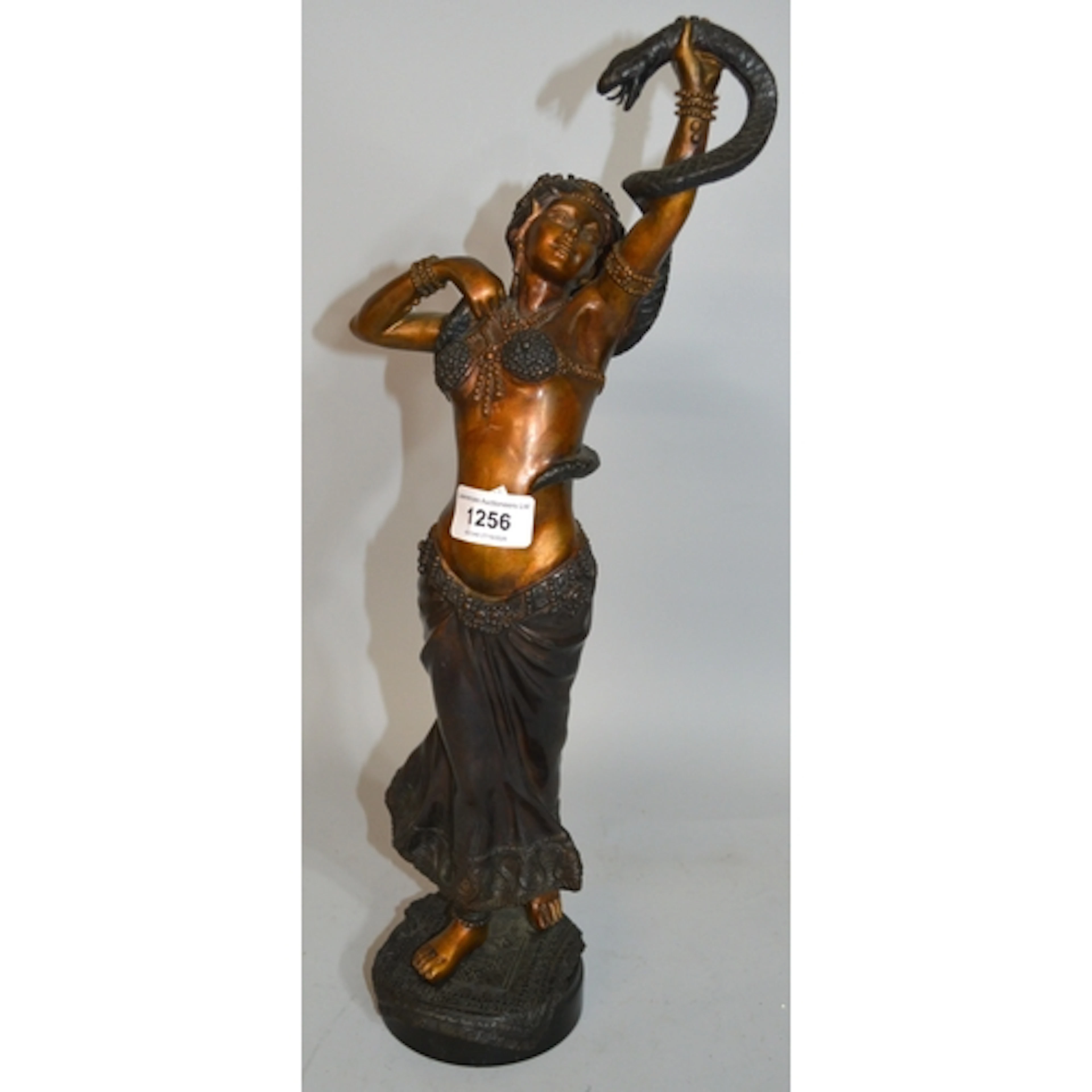 Reproduction patinated bronze figure of a girl dancing, 45cm...