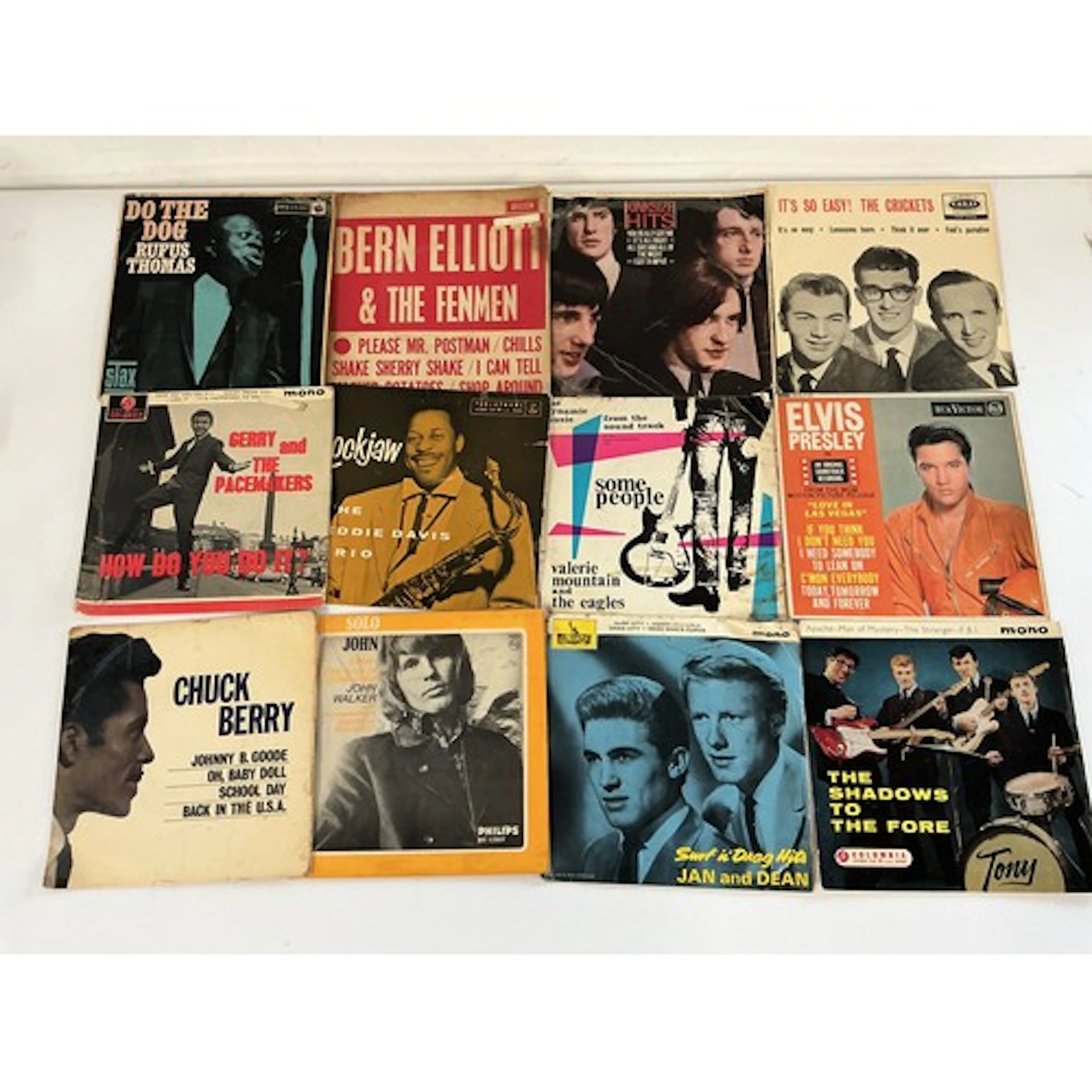 A record case of EPs by various artists including The Kinks,...