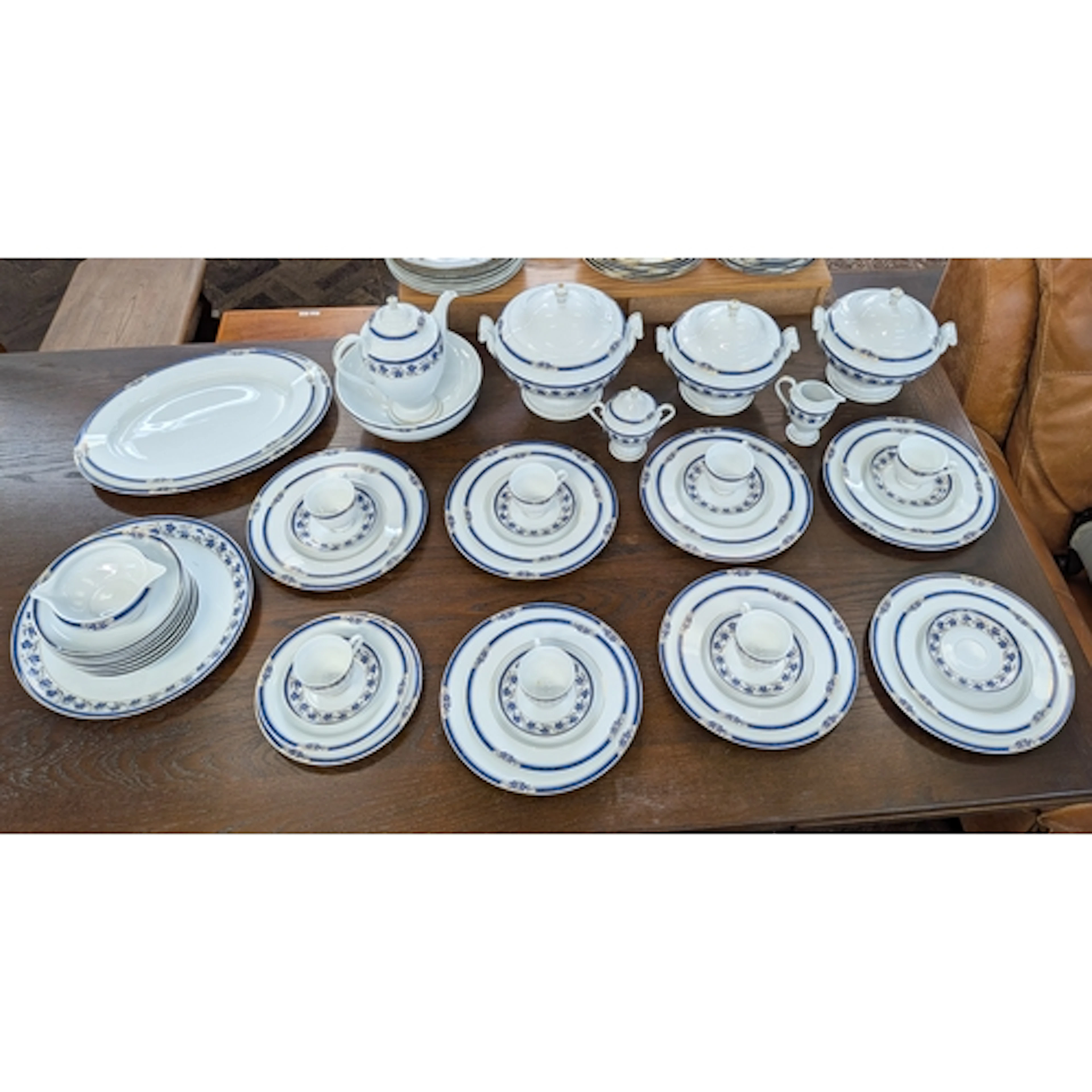Medard de Noblat Limoges Veronese Bleu pattern dinner and co...