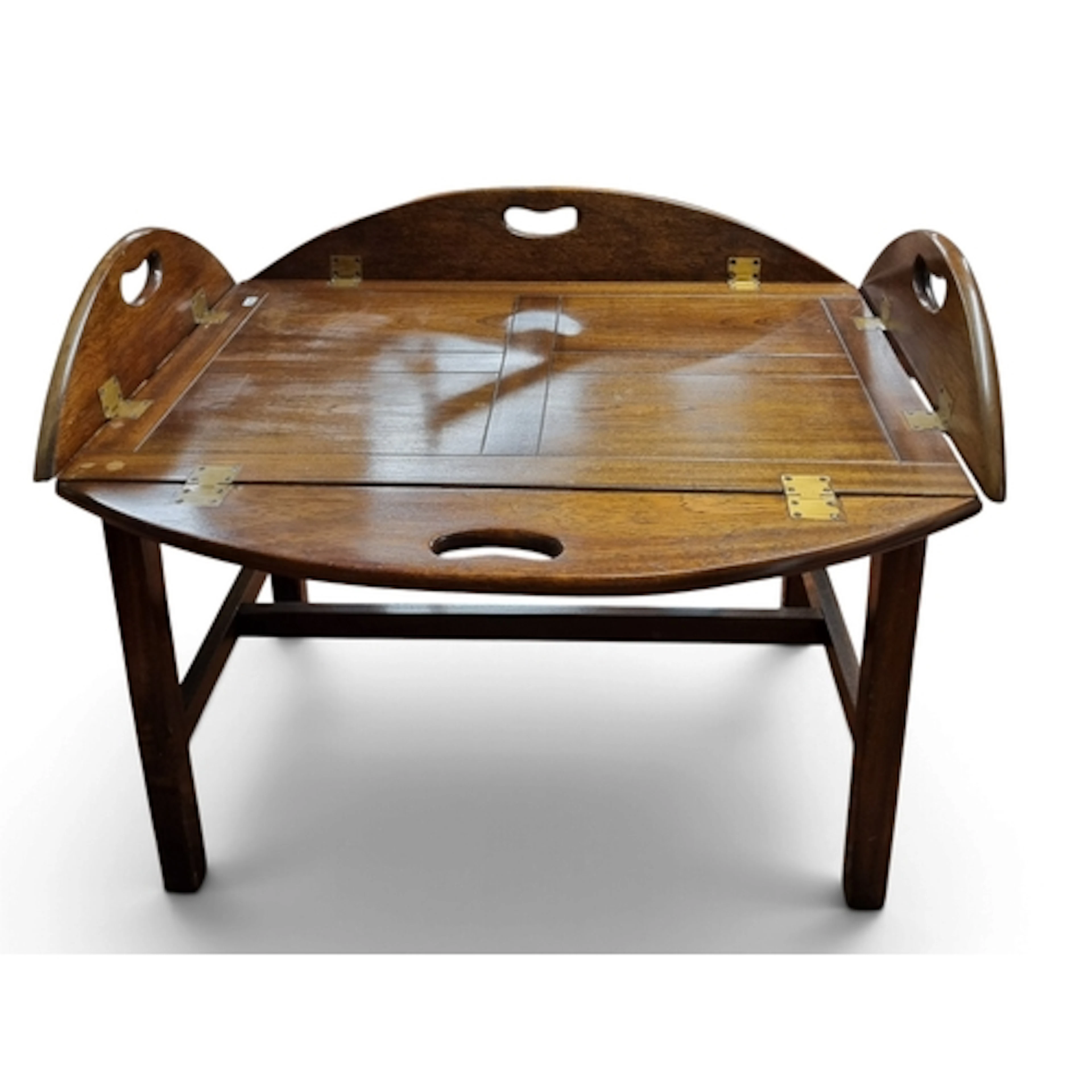 A good 19th Century Mahogany snap top Butlers Tray on stand....