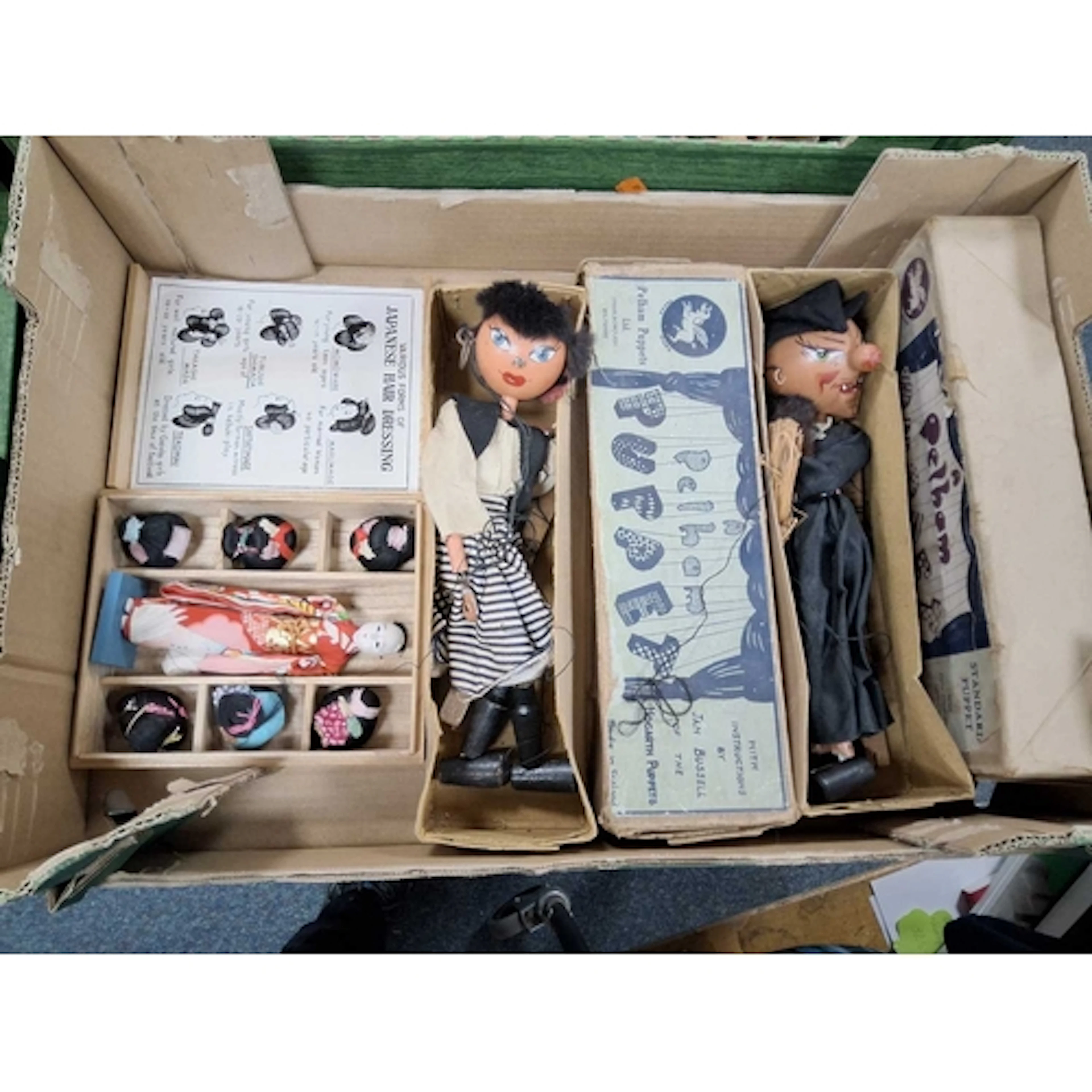 TWO PELHAM PUPPETS AND A JAPANESE DOLL comprising an boxed S...