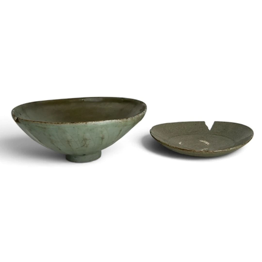 TWO CHINESE CELADON BOWLS Probably Song to Yuan dynasty. Bot...