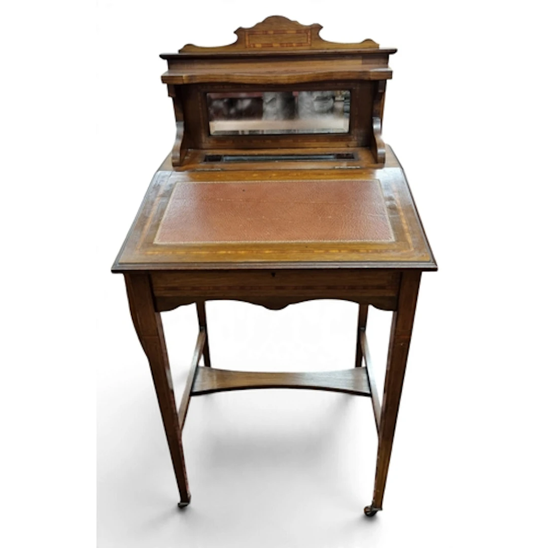 An Edwardian Mahogany and Inlaid miniature Writing Desk on t...